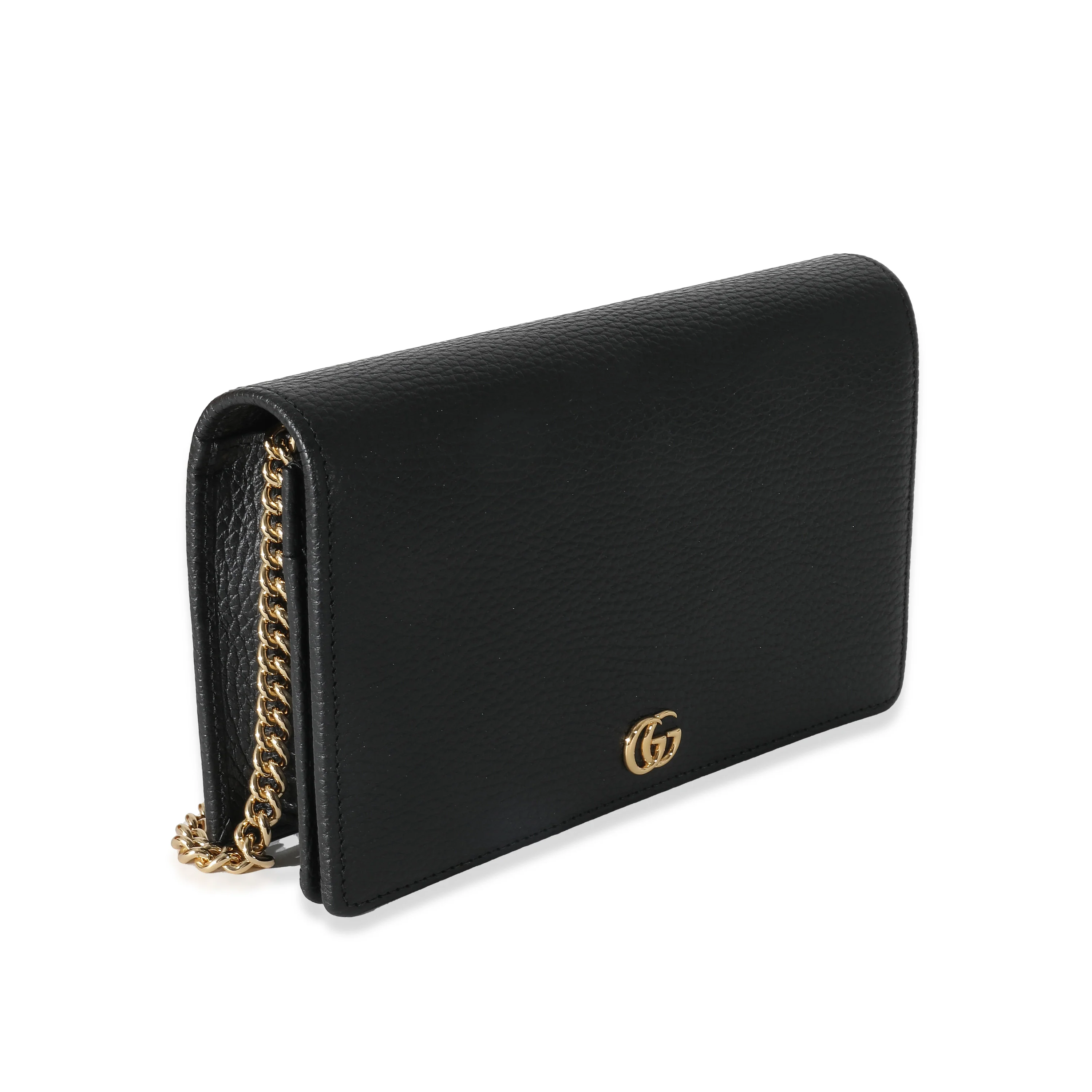 Gucci Black Textured Leather GG Marmont Mini Chain Bag - Image 3