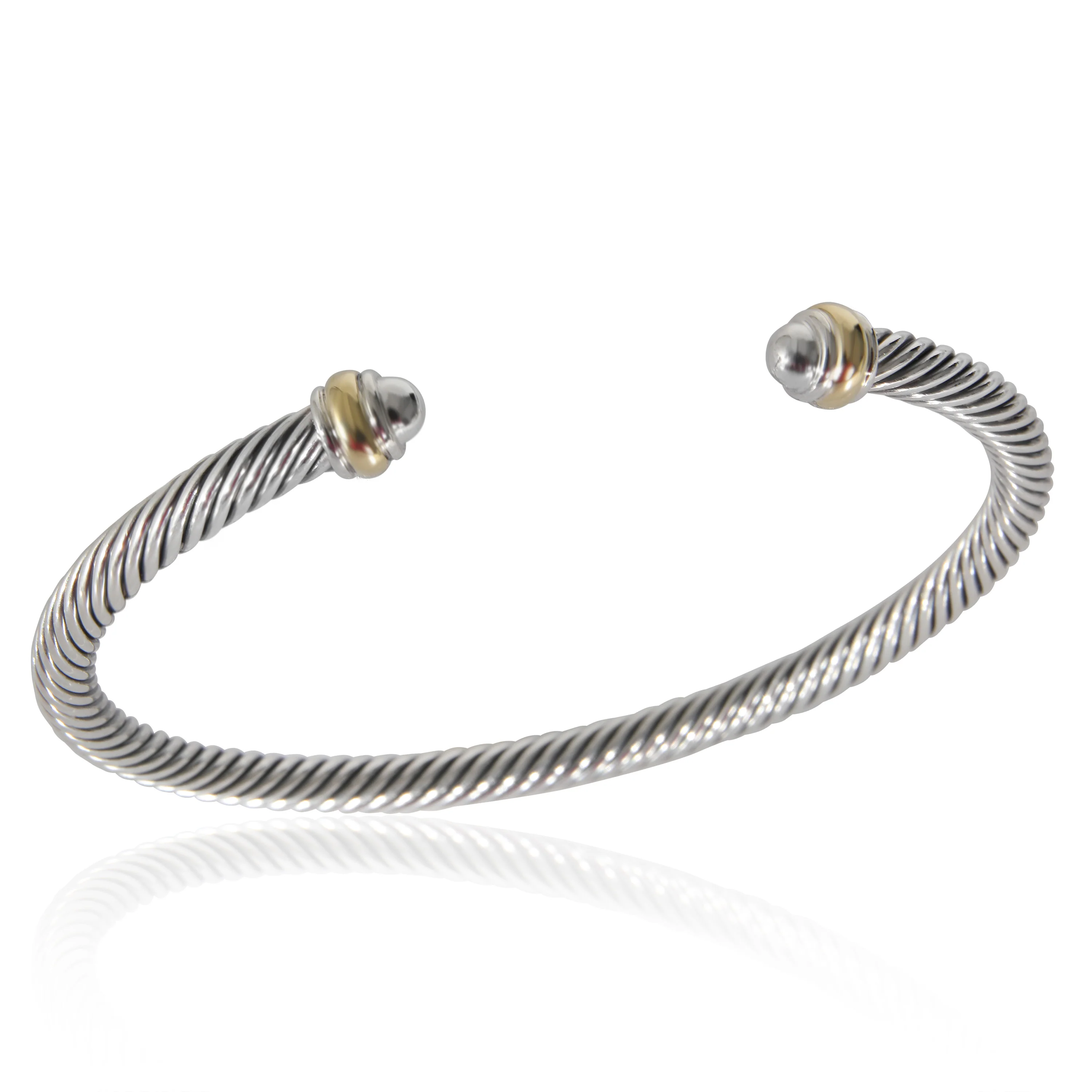 David Yurman Cable Classic 4mm Cuff in Yellow Gold/Sterling Silver - Image 3