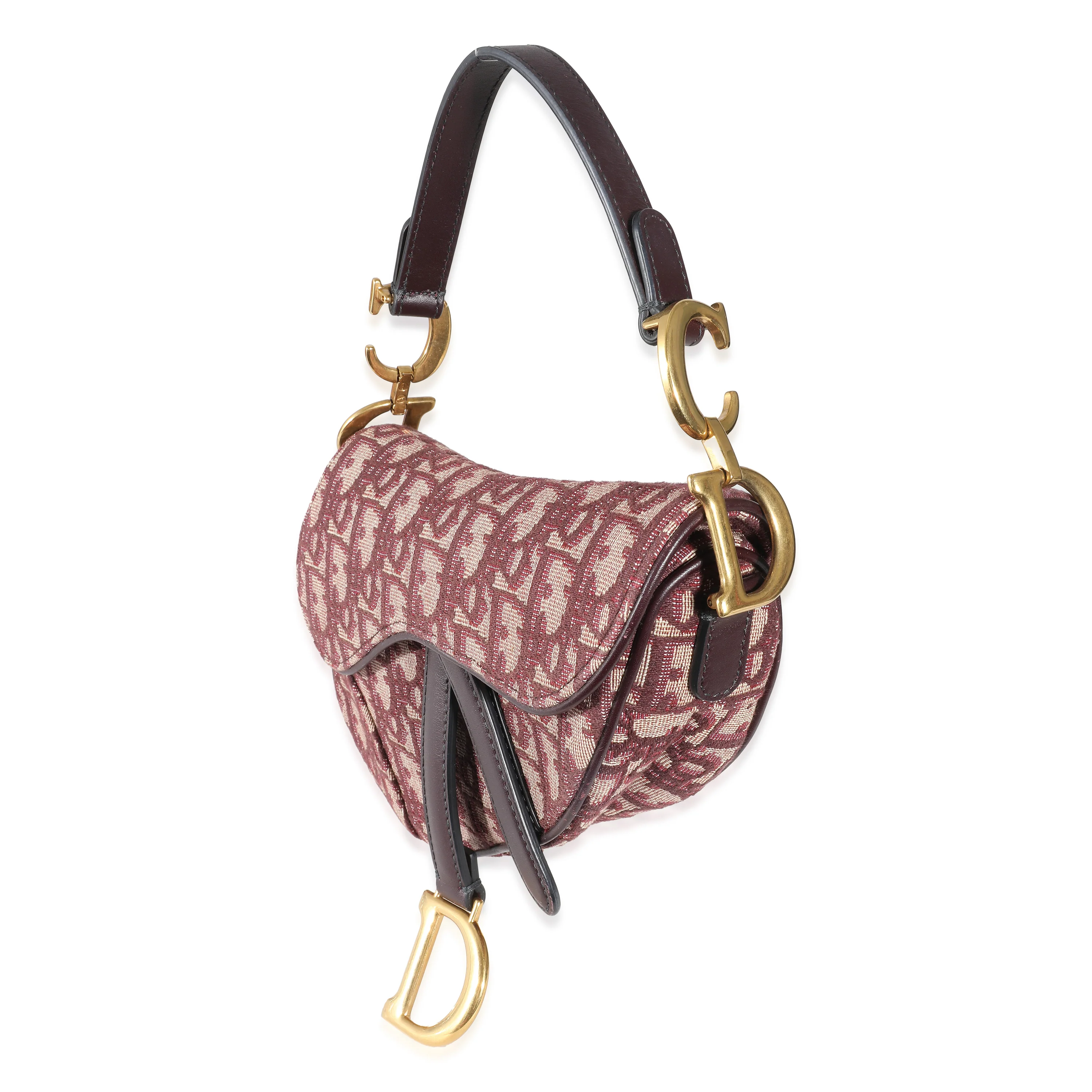 Christian Dior Burgundy Oblique Canvas Mini Saddle Bag - Image 6