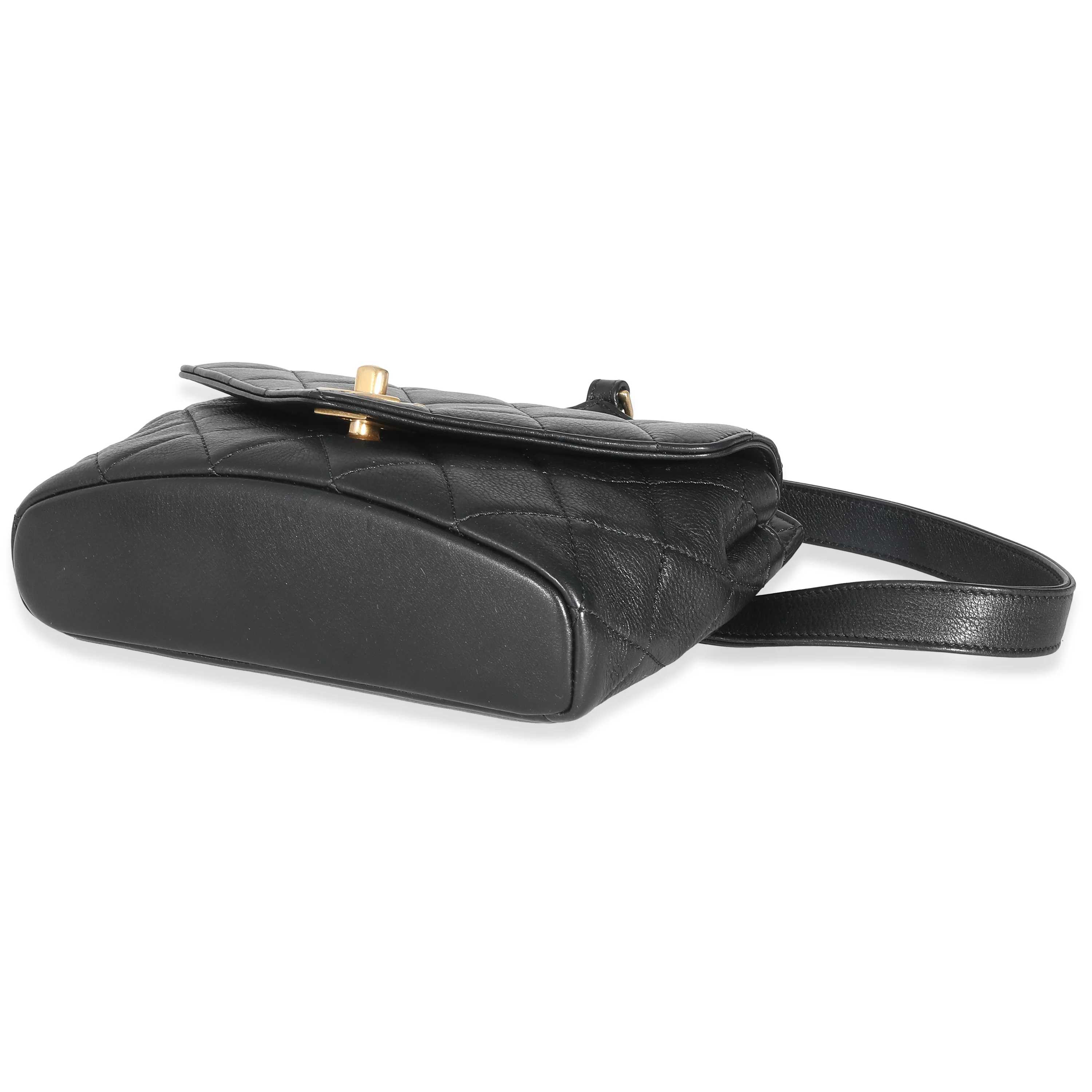 Black Quilted Calfskin Carry With Chic Flap Waist Bag - Image 6