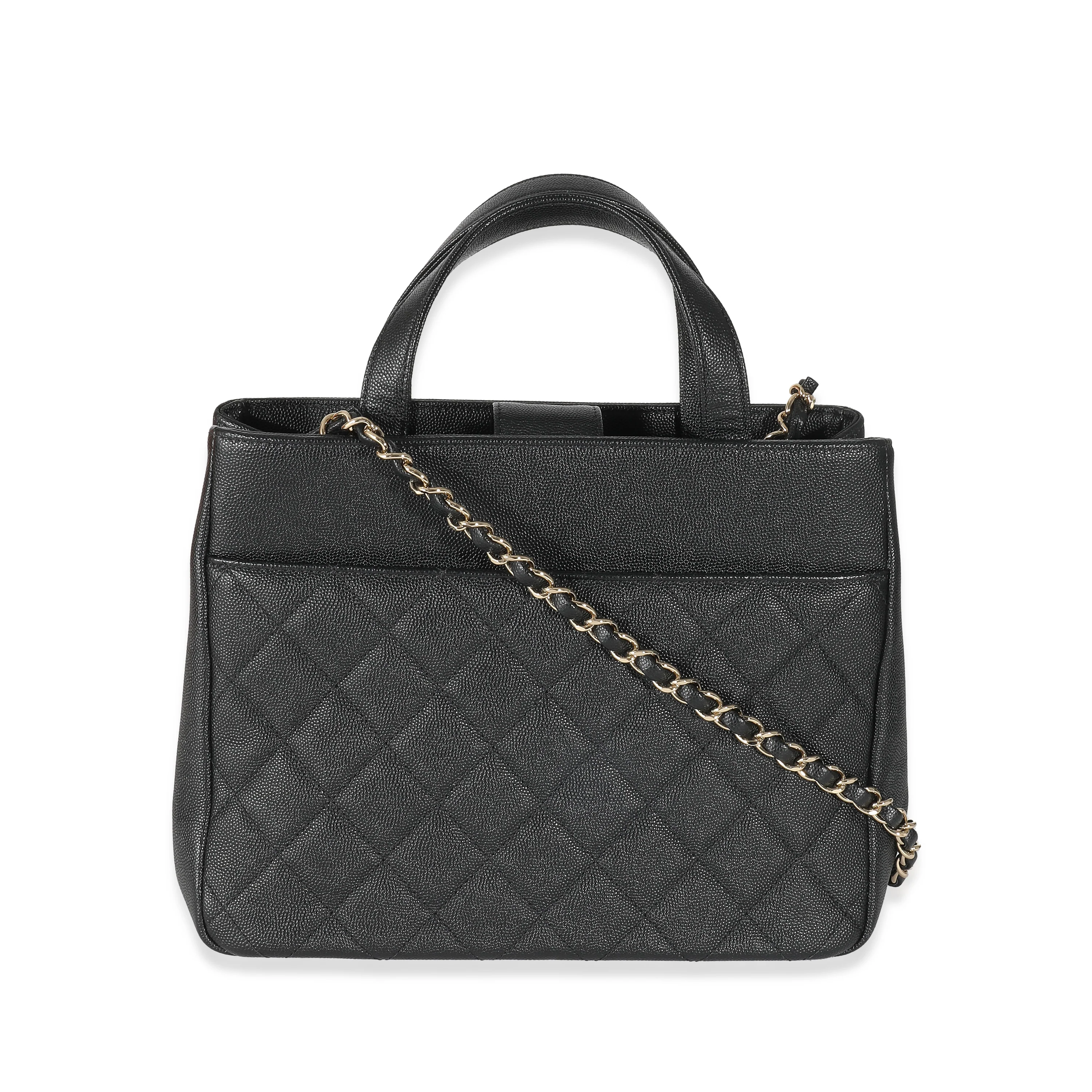 Chanel Black Quilted Caviar Small Business Affinity Tote - Image 5