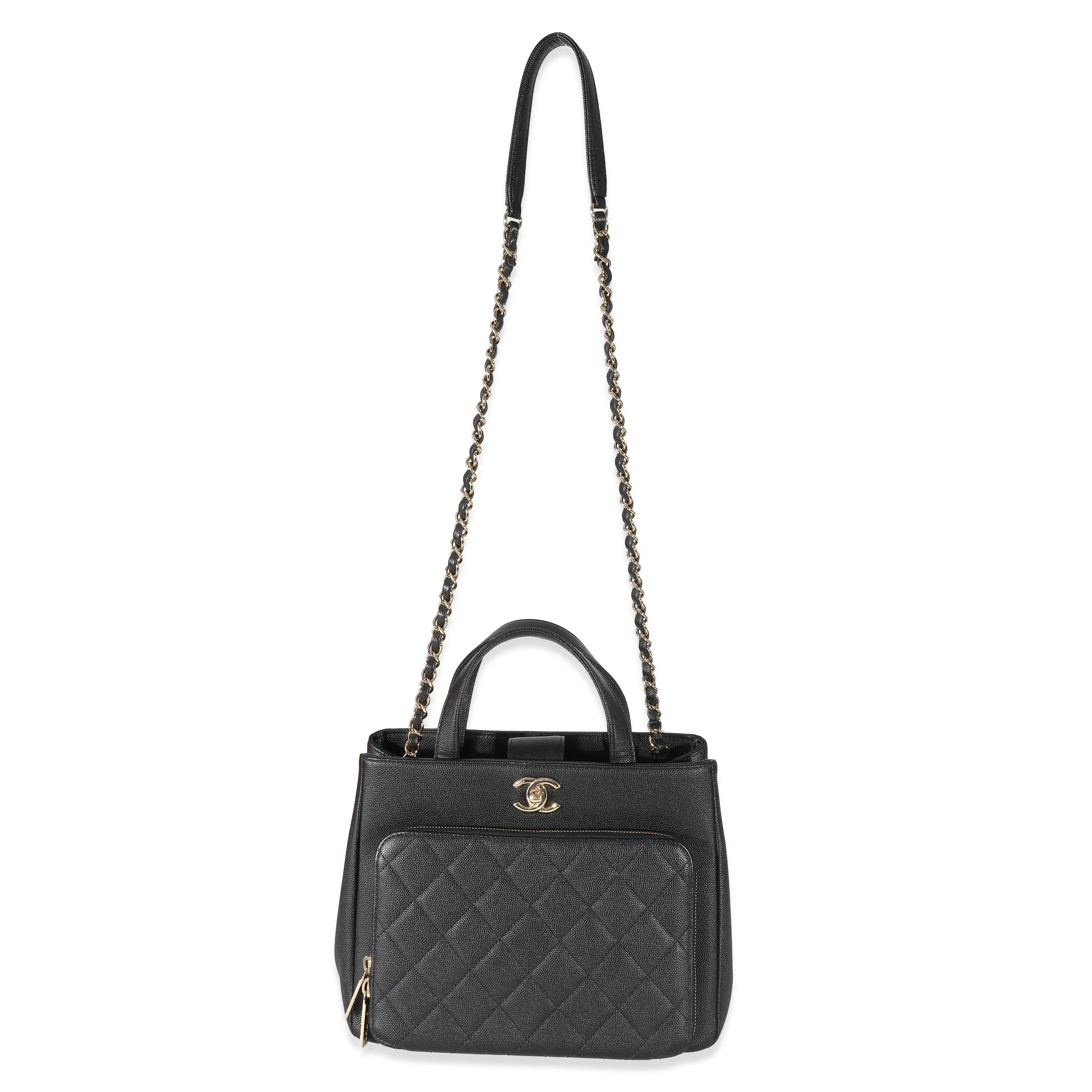 Chanel Black Quilted Caviar Small Business Affinity Tote - Image 8