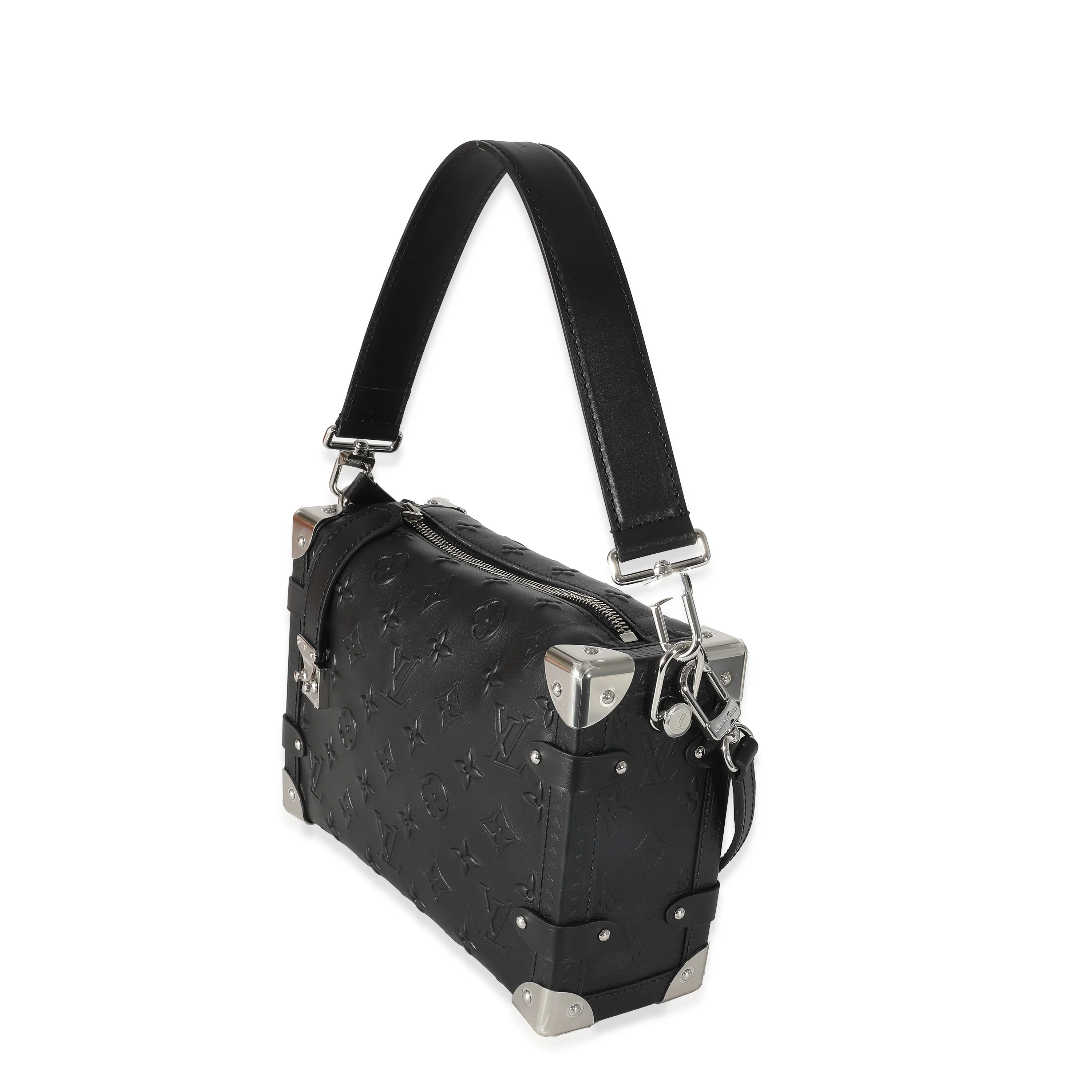 Louis Vuitton Black Debossed Monogram Calfskin Side Trunk MM - Image 2