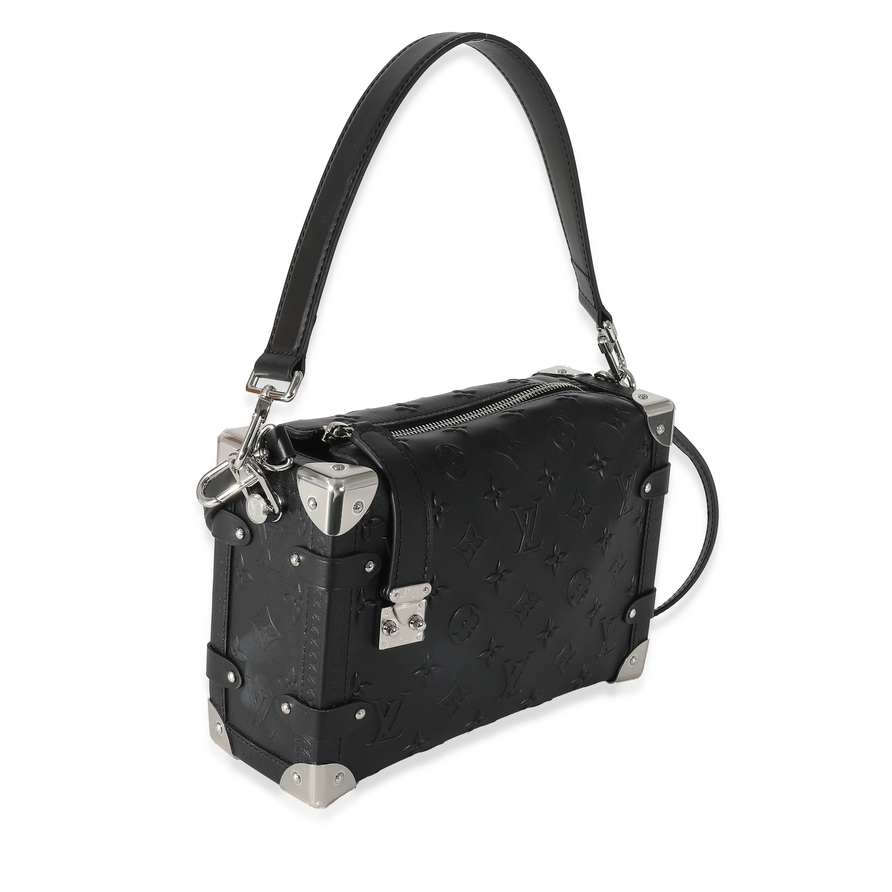 Louis Vuitton Black Debossed Monogram Calfskin Side Trunk MM - Image 3