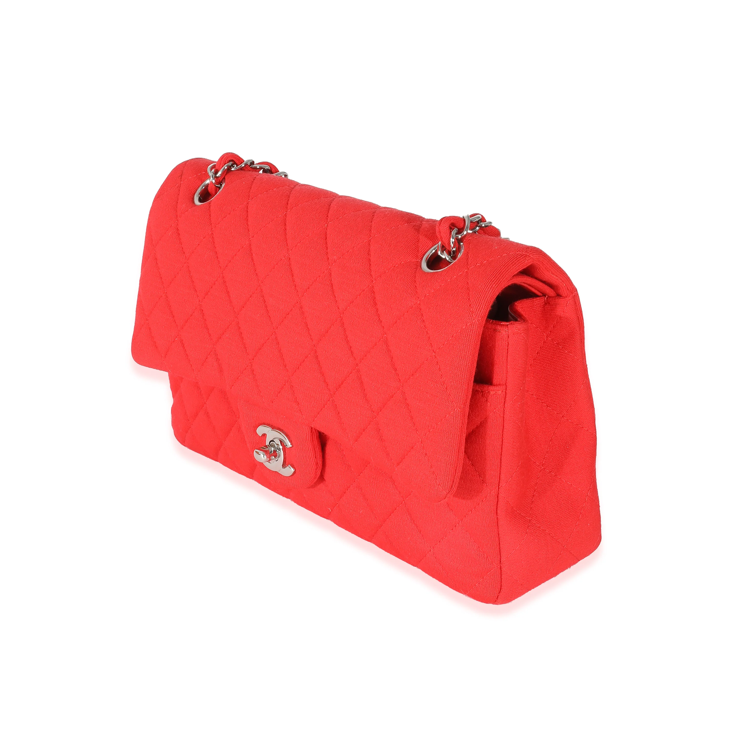 Chanel Red Quilted Jersey Medium Classic Double Flap Bag - Image 2