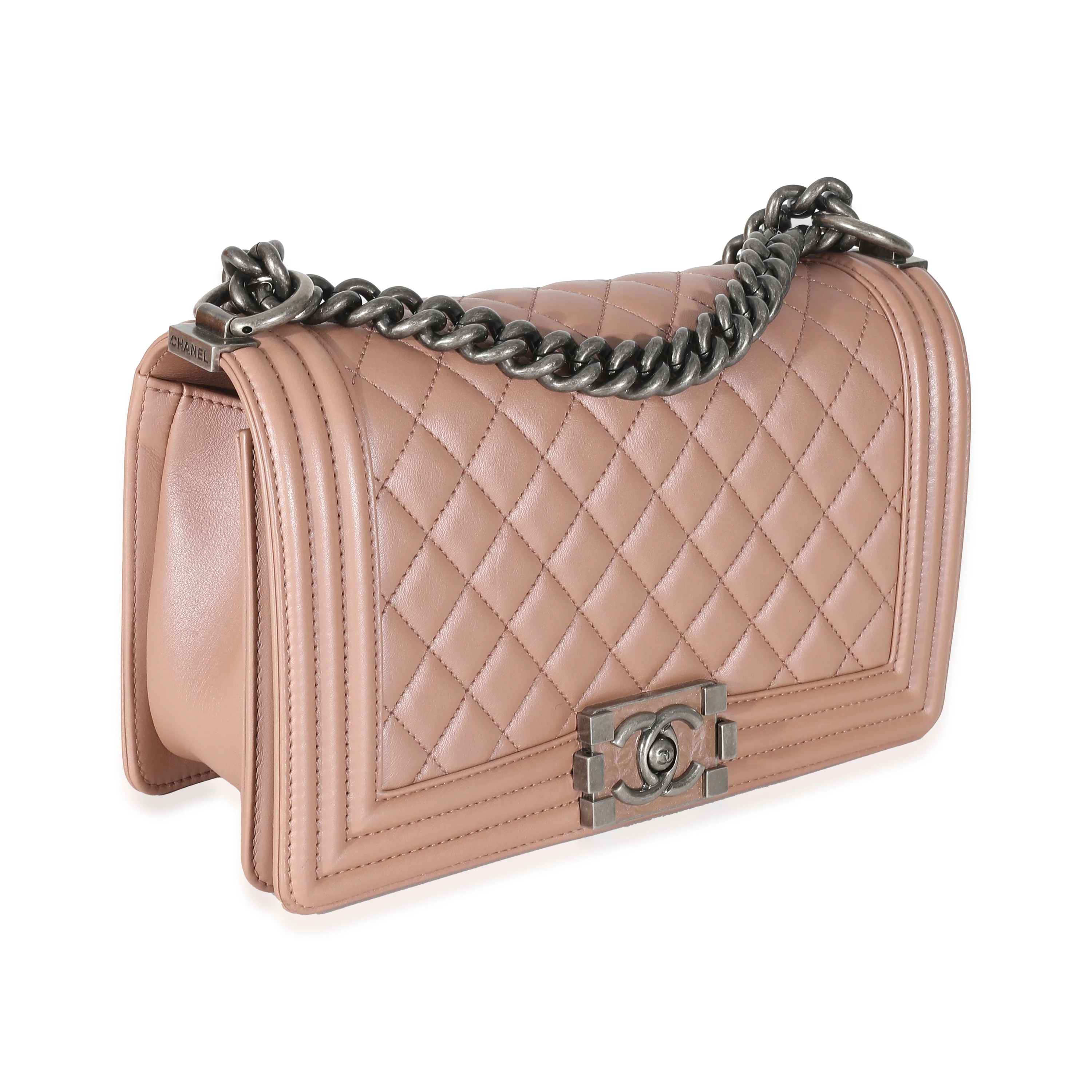 Chanel Pink Iridescent Calfskin Medium Boy Bag - Image 3