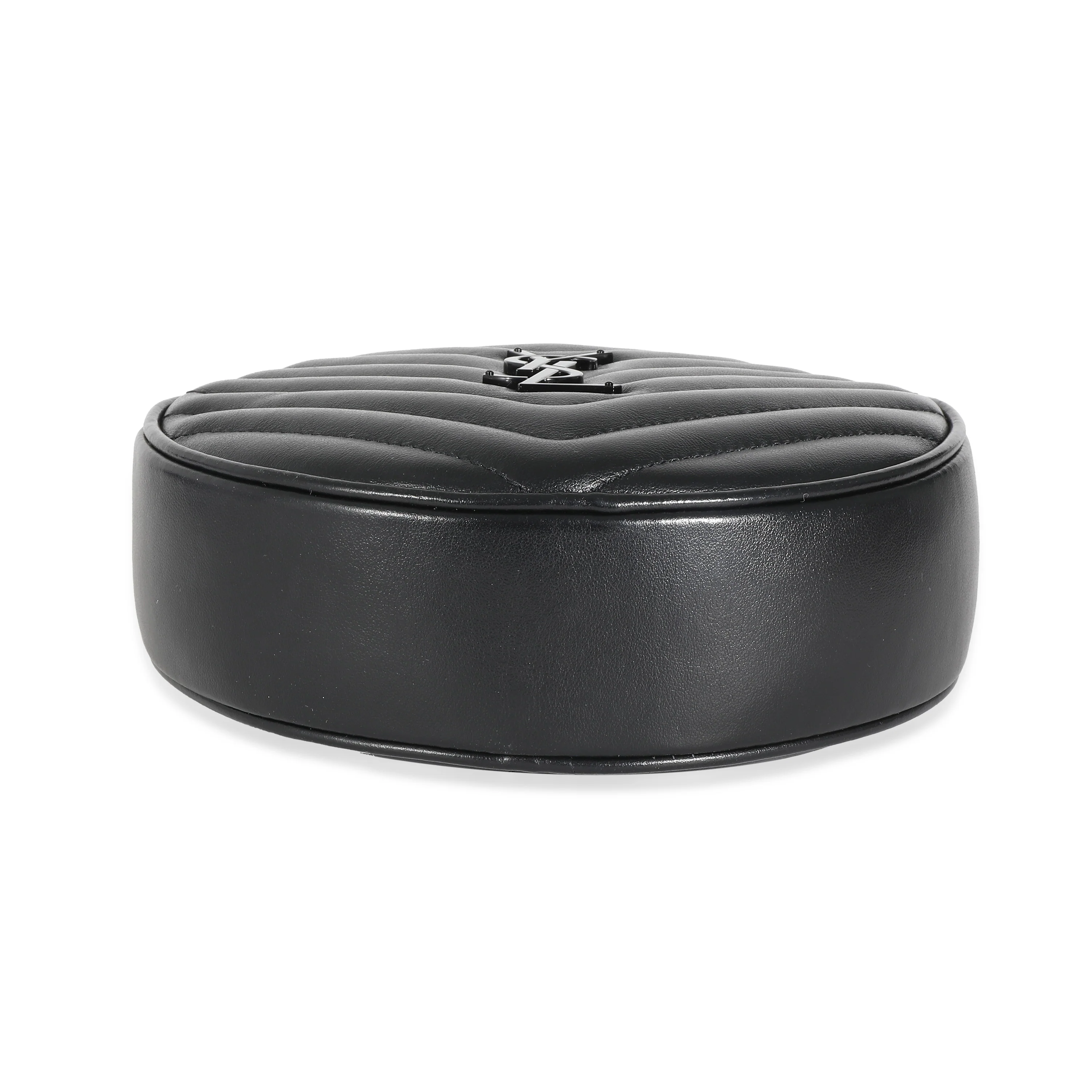 Saint Laurent Black Matelasse Calfskin Round Vinyle Camera Bag - Image 6