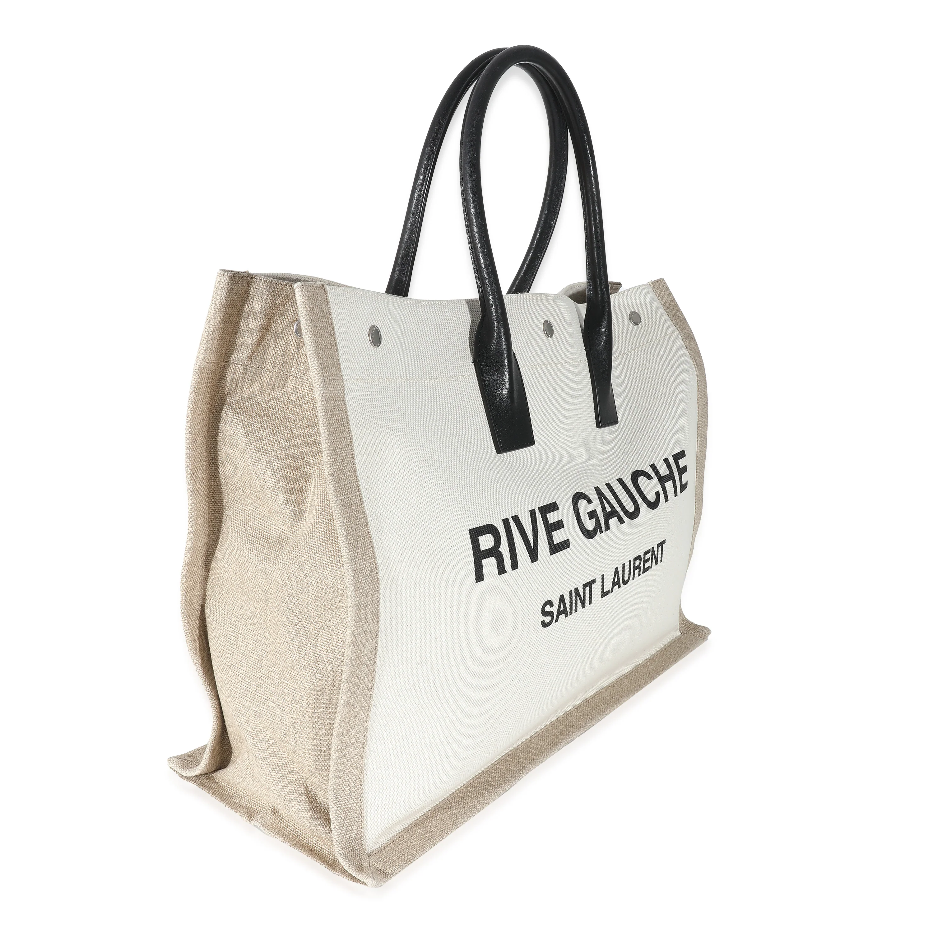 Saint Laurent Beige Canvas Rive Gauche Tote - Image 7
