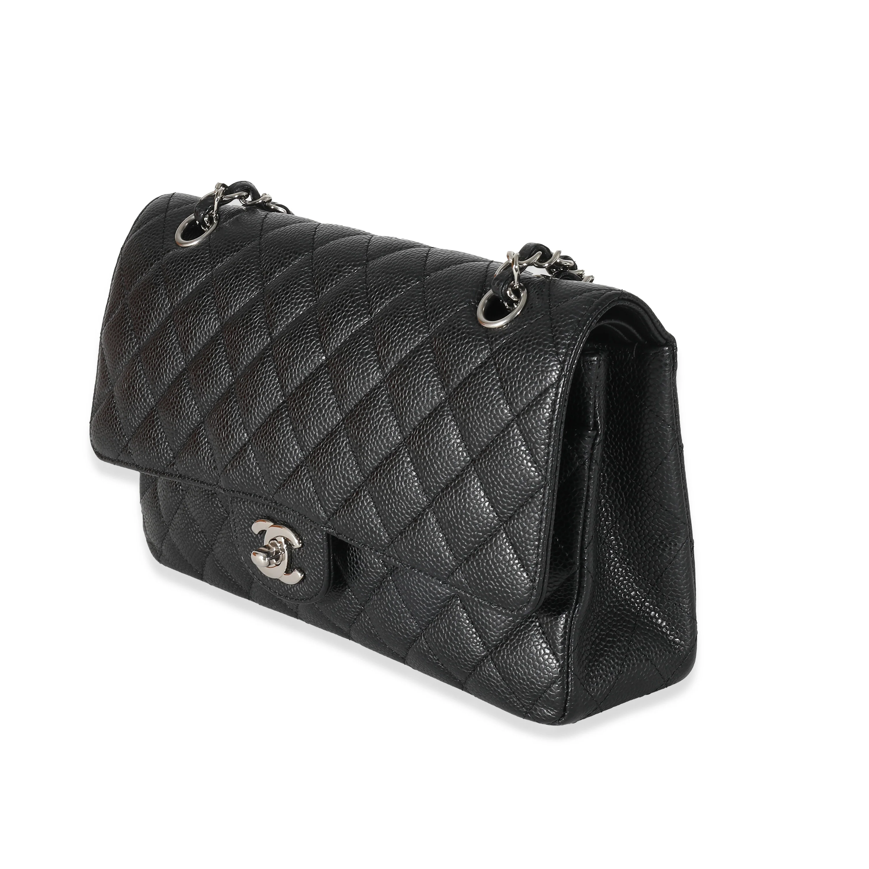 Chanel Black Quilted Caviar Medium Classic Double Flap Bag - Image 2