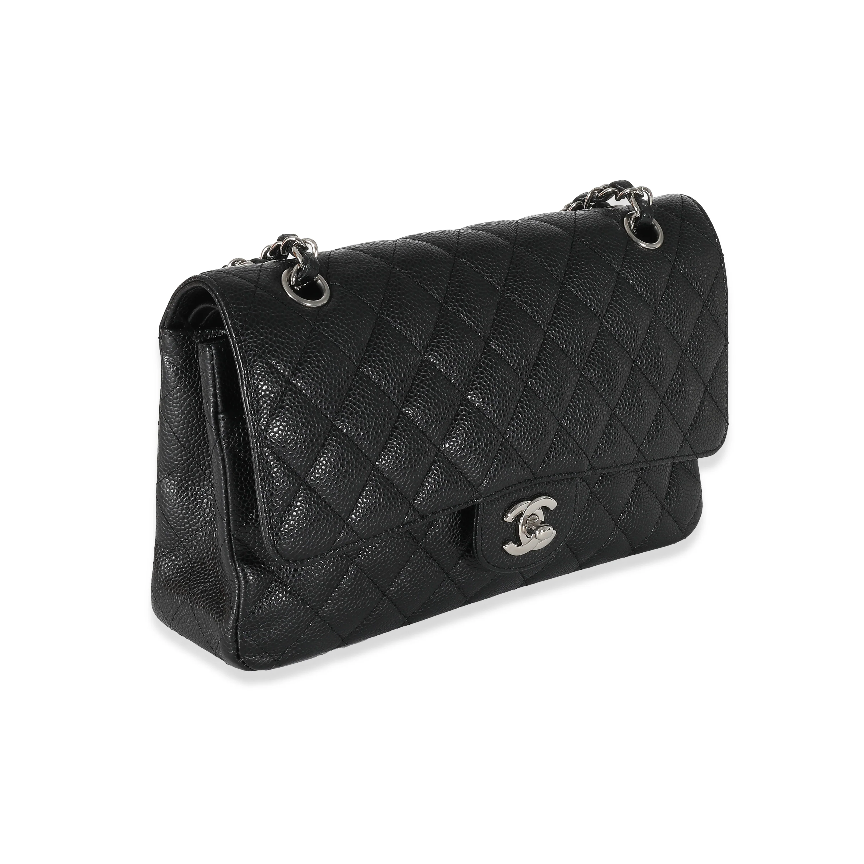 Chanel Black Quilted Caviar Medium Classic Double Flap Bag - Image 3