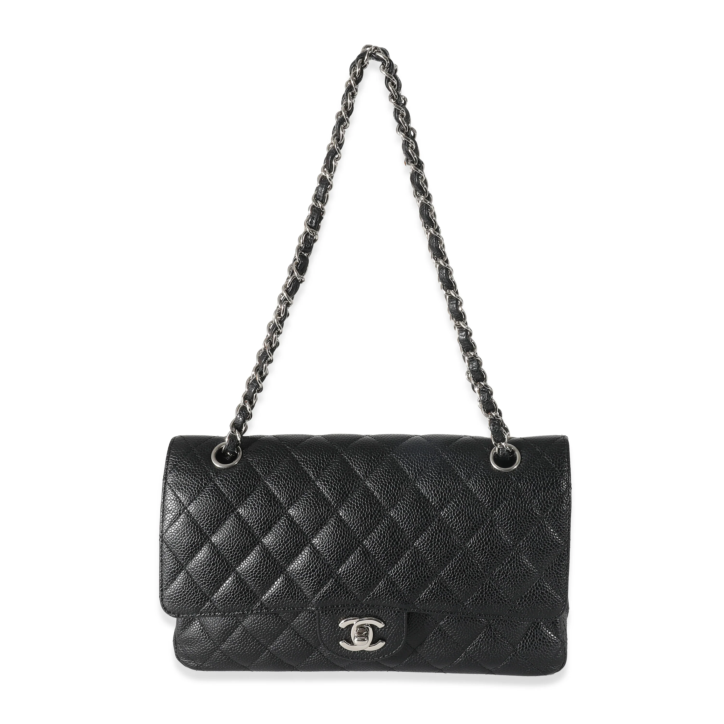Chanel Black Quilted Caviar Medium Classic Double Flap Bag - Image 8