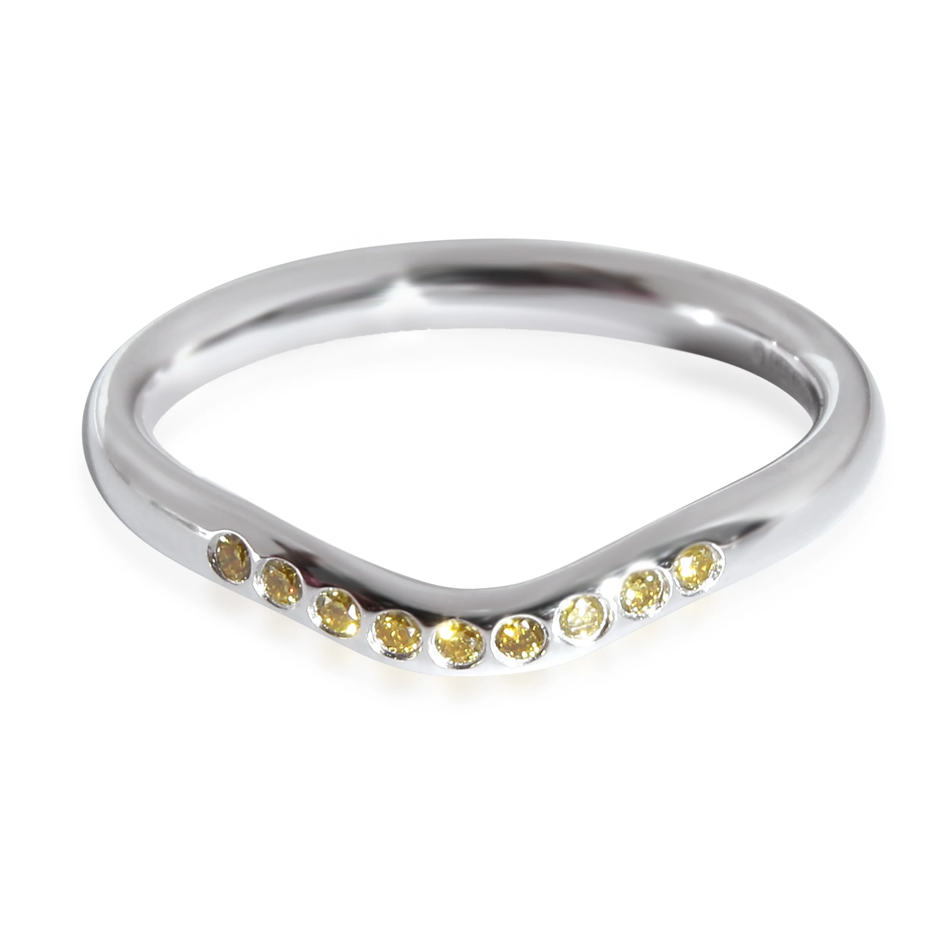 Tiffany & Co. Elsa Peretti Curved Yellow Diamond Ring in Platinum 0.08 CTW