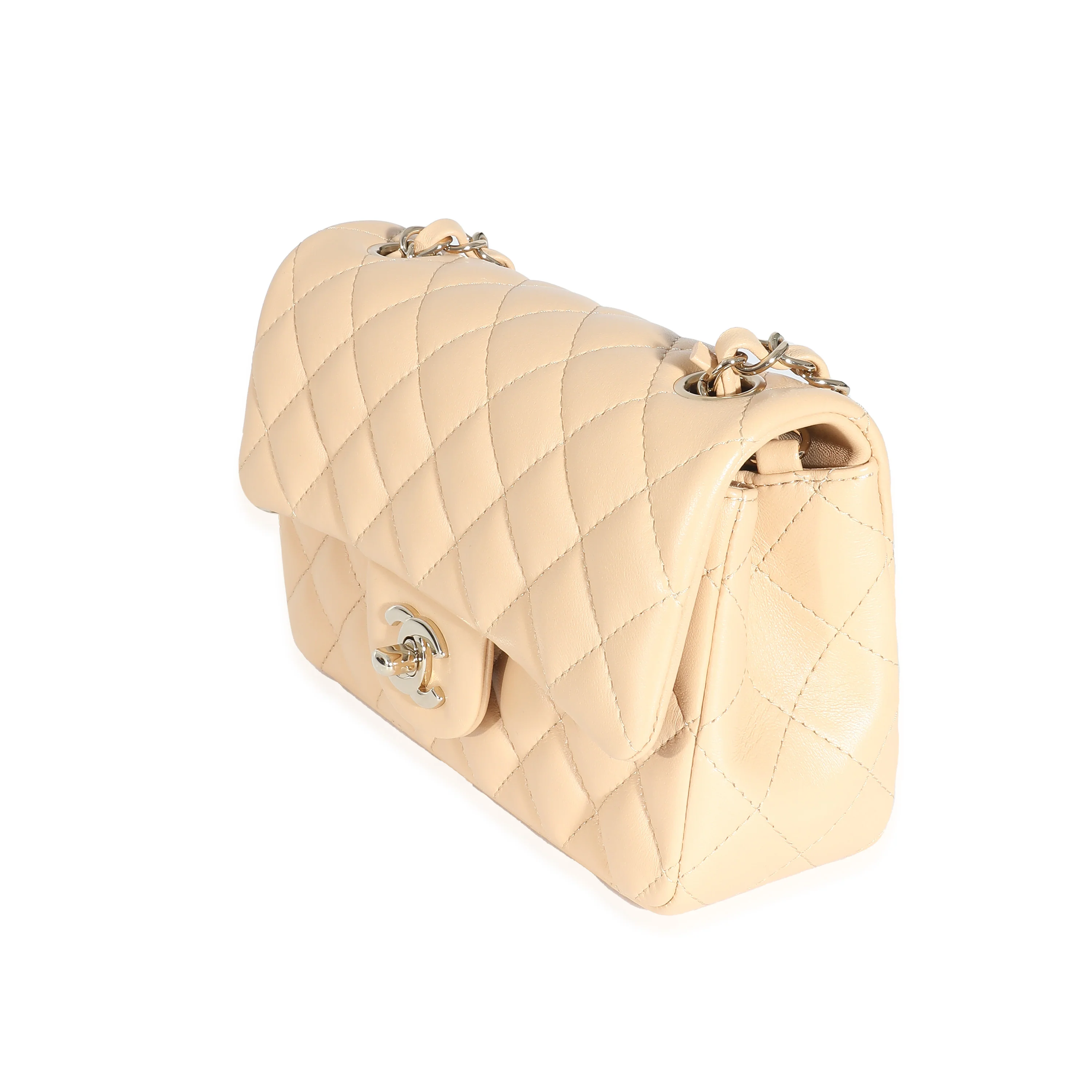Chanel 22C Beige Quilted Lambskin Mini Rectangular Flap Bag - Image 2