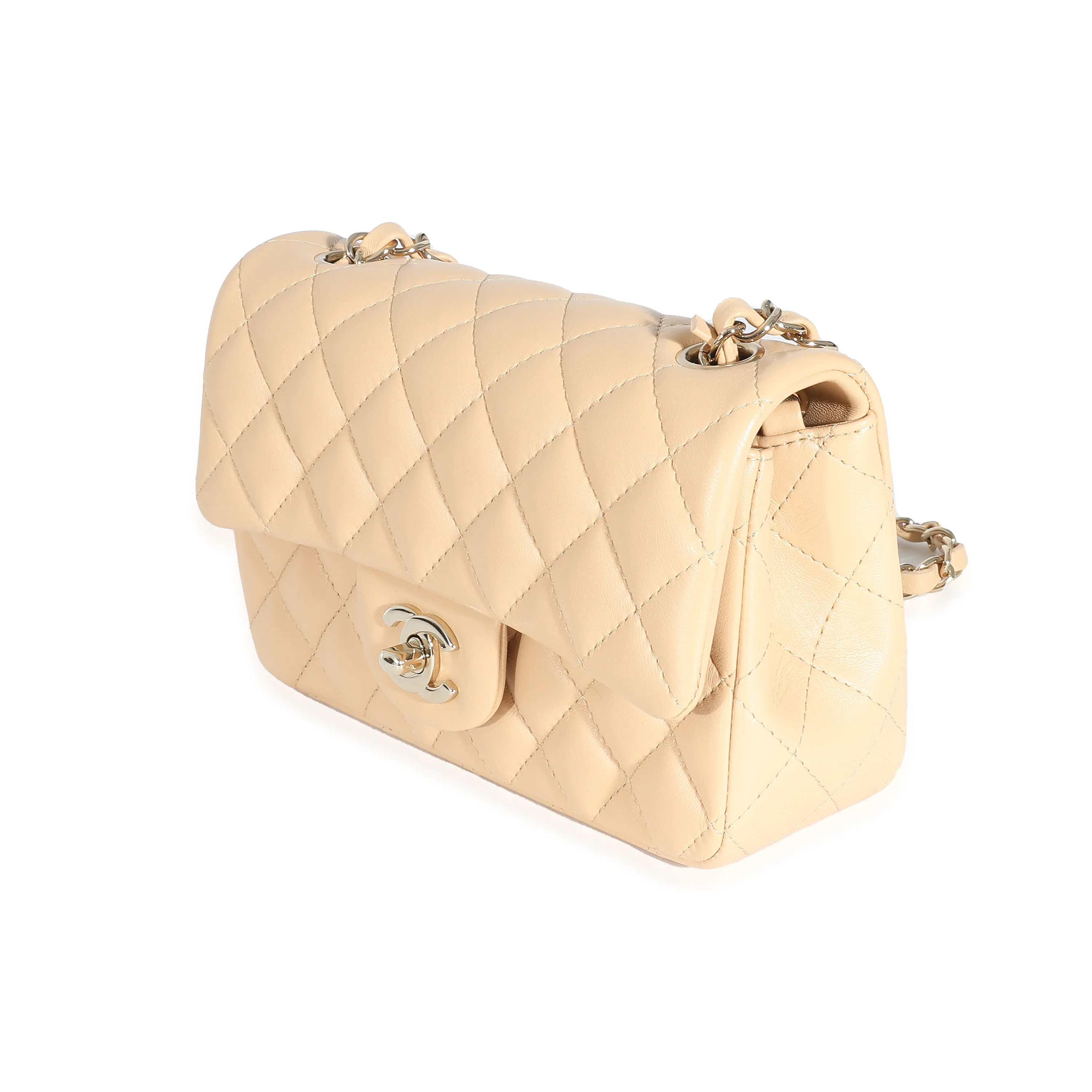 Chanel 22C Beige Quilted Lambskin Mini Rectangular Flap Bag - Image 7
