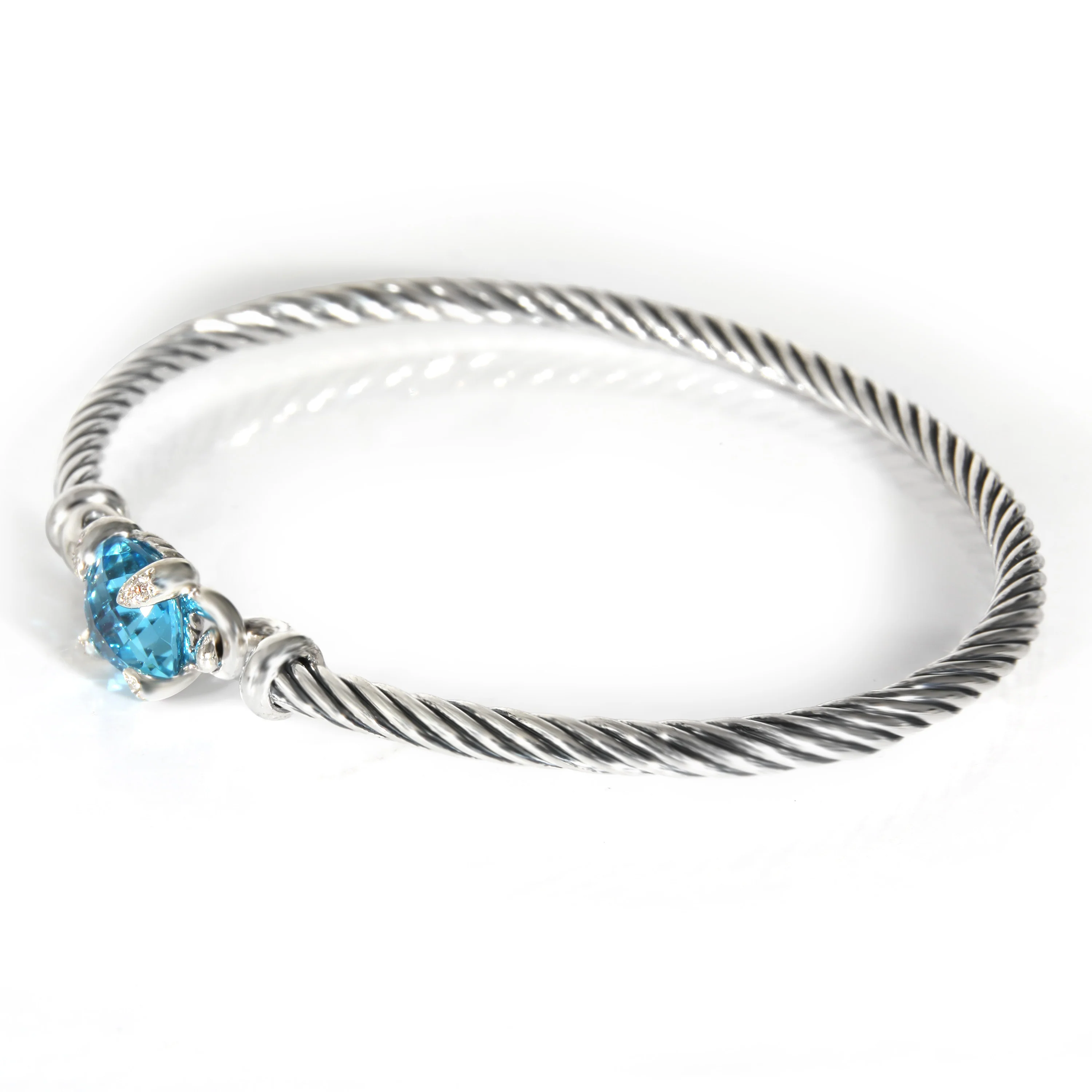David Yurman Chatelaine Hook Bracelet With Topaz & Diamonds in Sterling Silver - Image 2