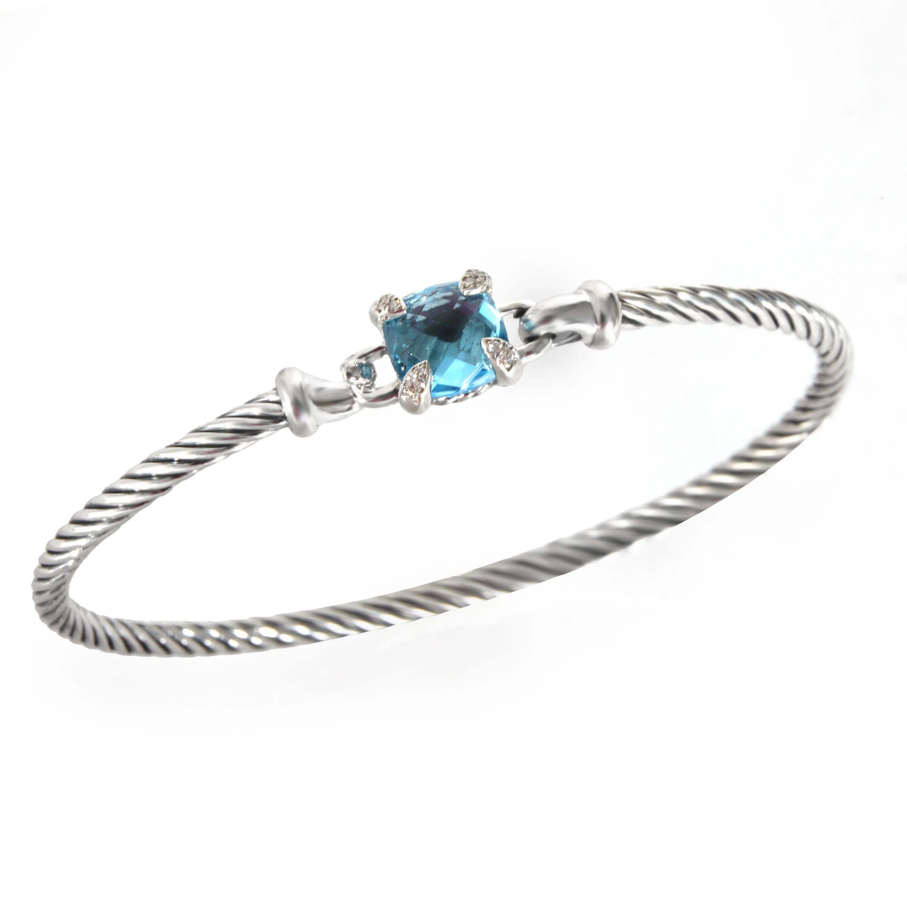 David Yurman Chatelaine Hook Bracelet With Topaz & Diamonds in Sterling Silver - Image 3