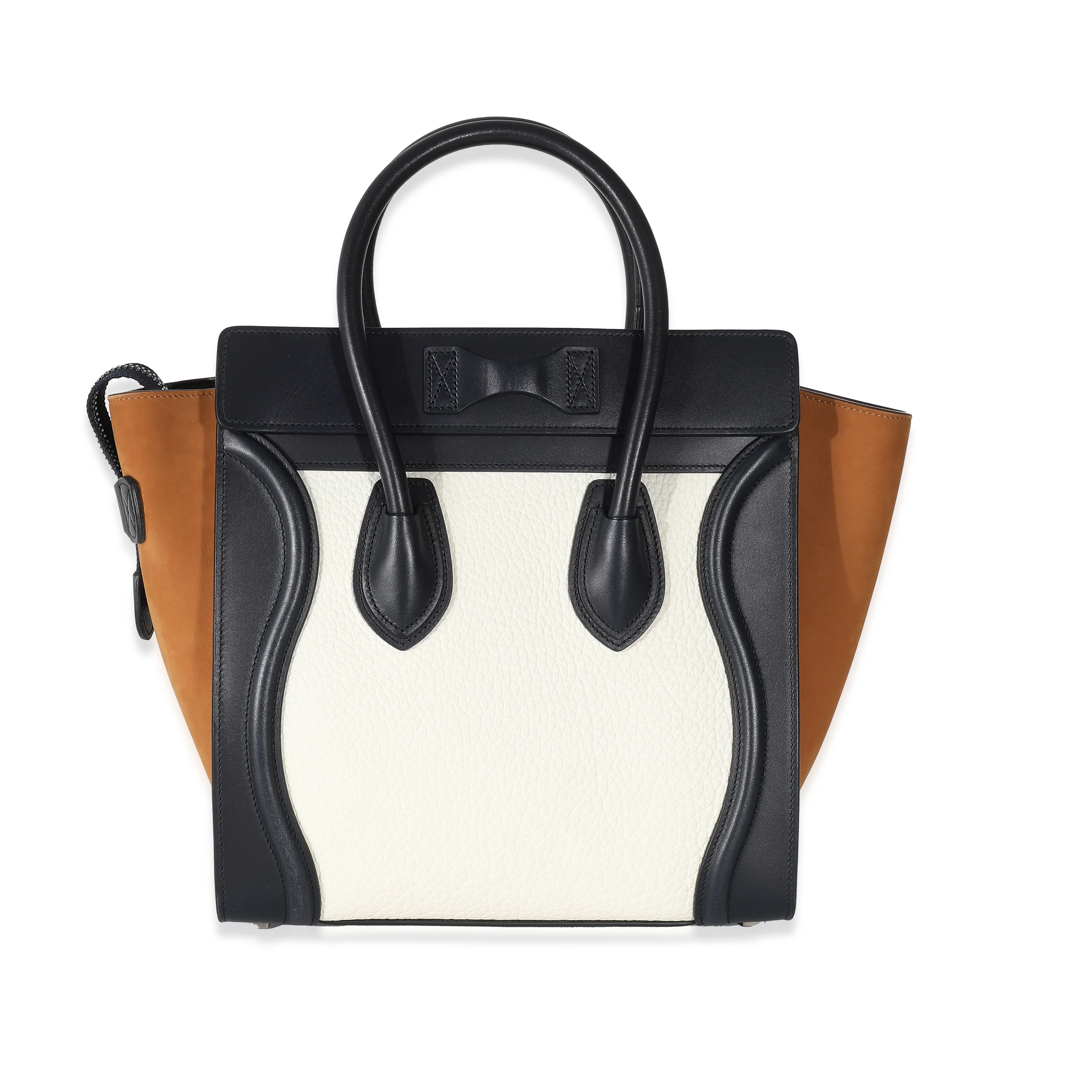 Celine Navy White Brown Tri-Color Calfskin Micro Luggage Tote - Image 5