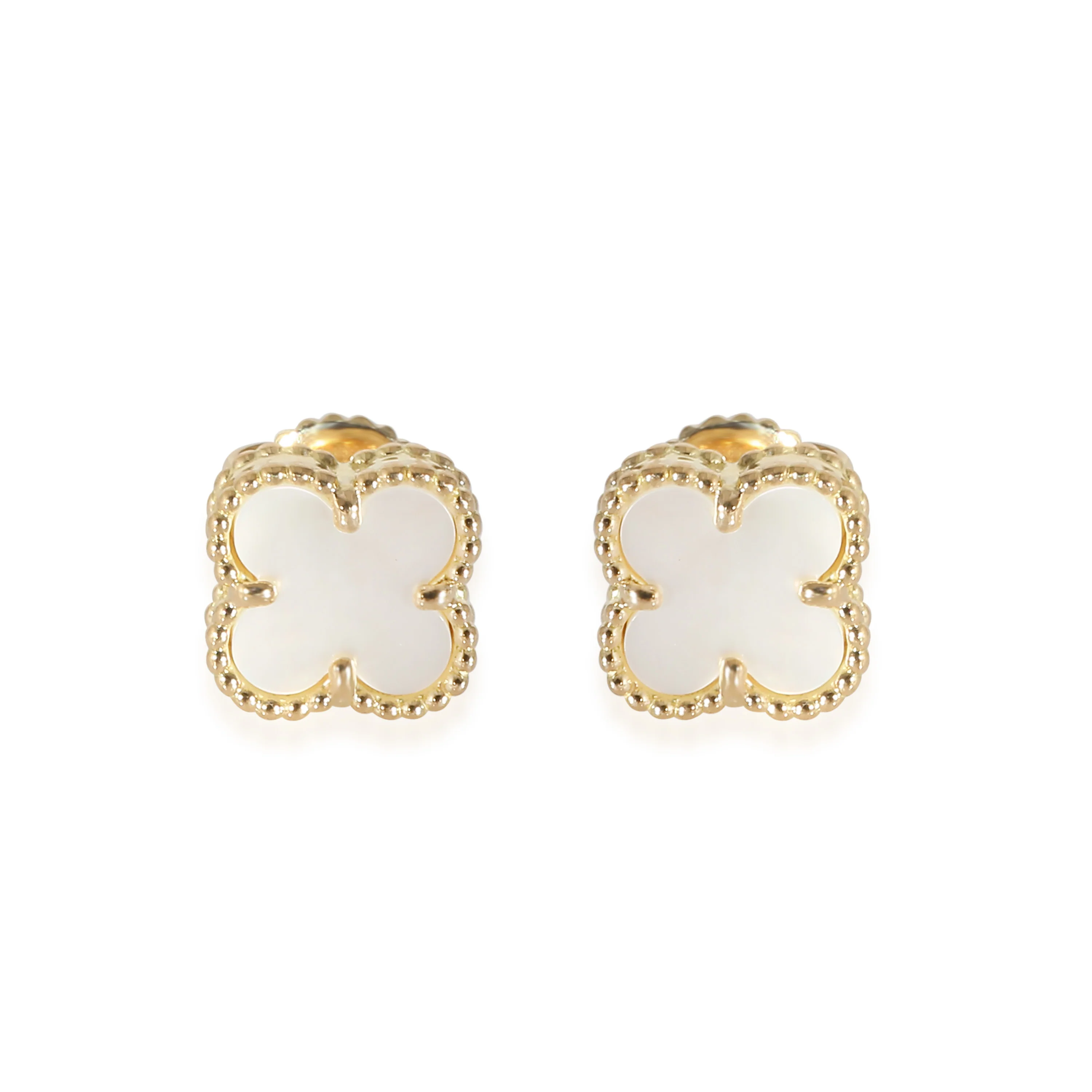 Van Cleef & Arpels Alhambra Mother Of Pearl Earrings in 18K Yellow Gold