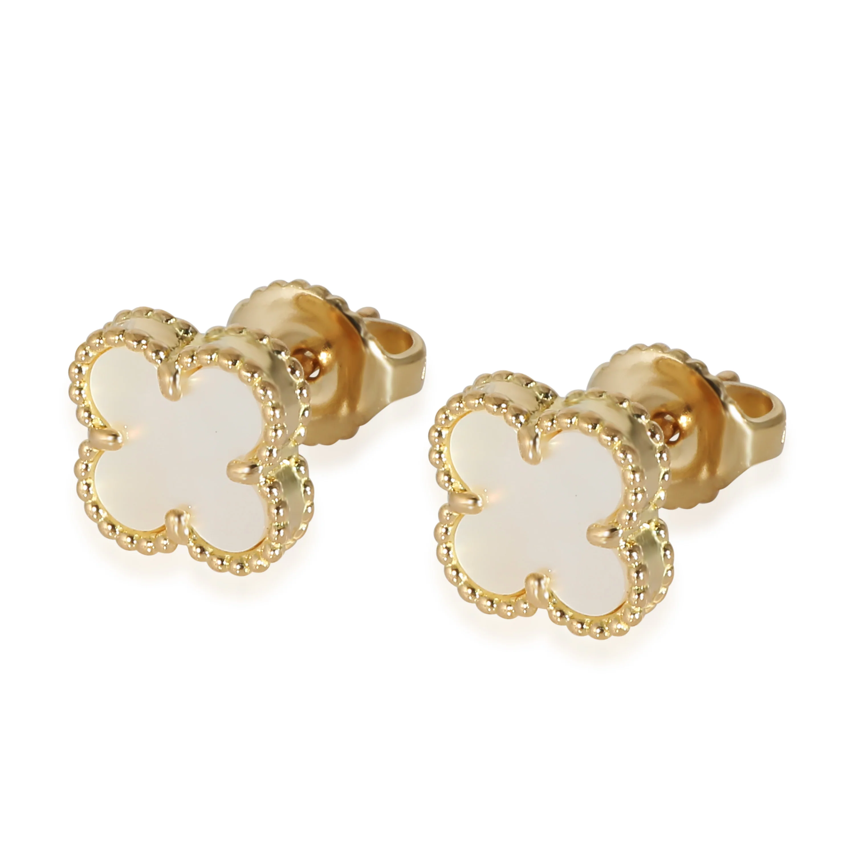 Van Cleef & Arpels Alhambra Mother Of Pearl Earrings in 18K Yellow Gold - Image 2