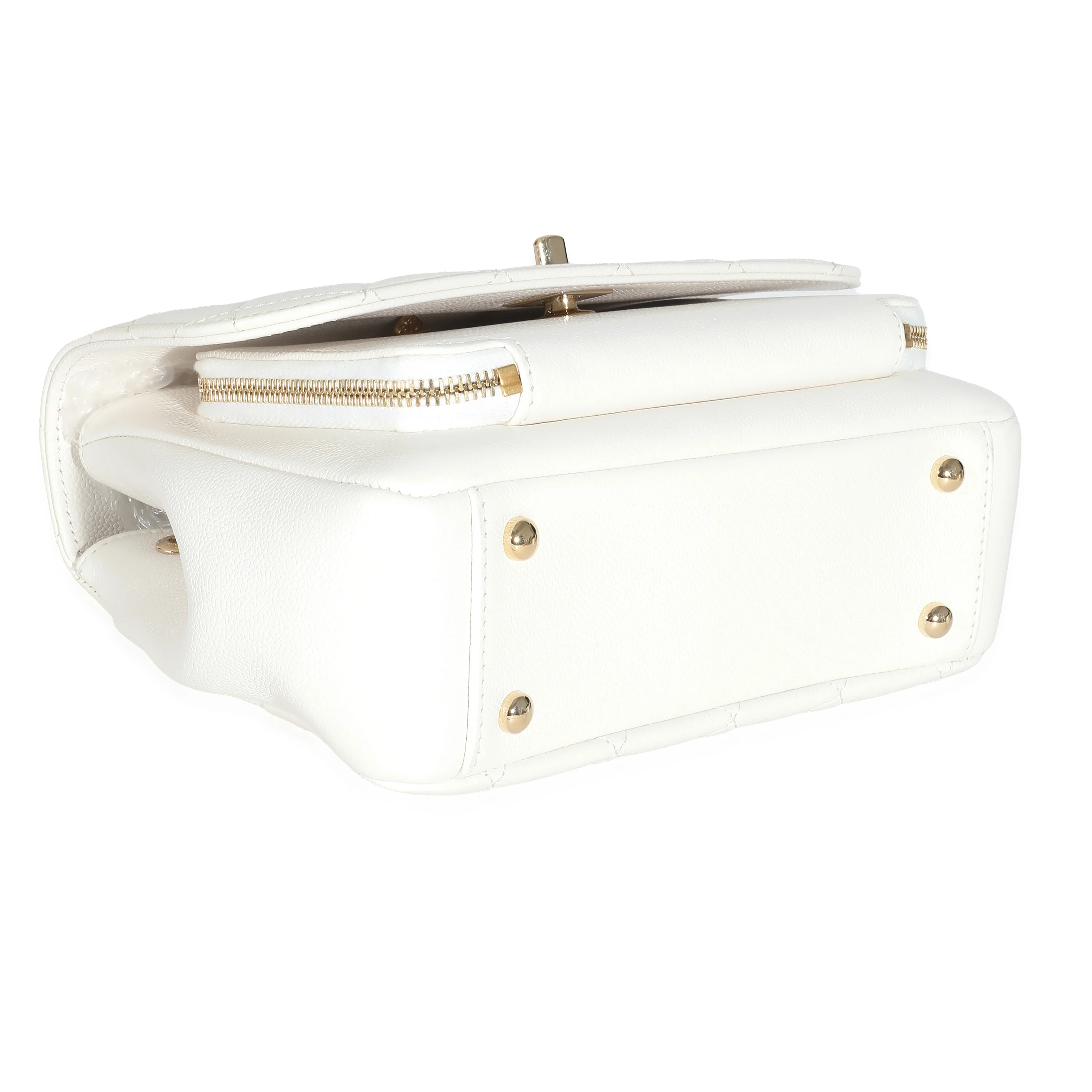 Chanel White Quilted Caviar Medium Business Affinity Flap Bag - Image 3