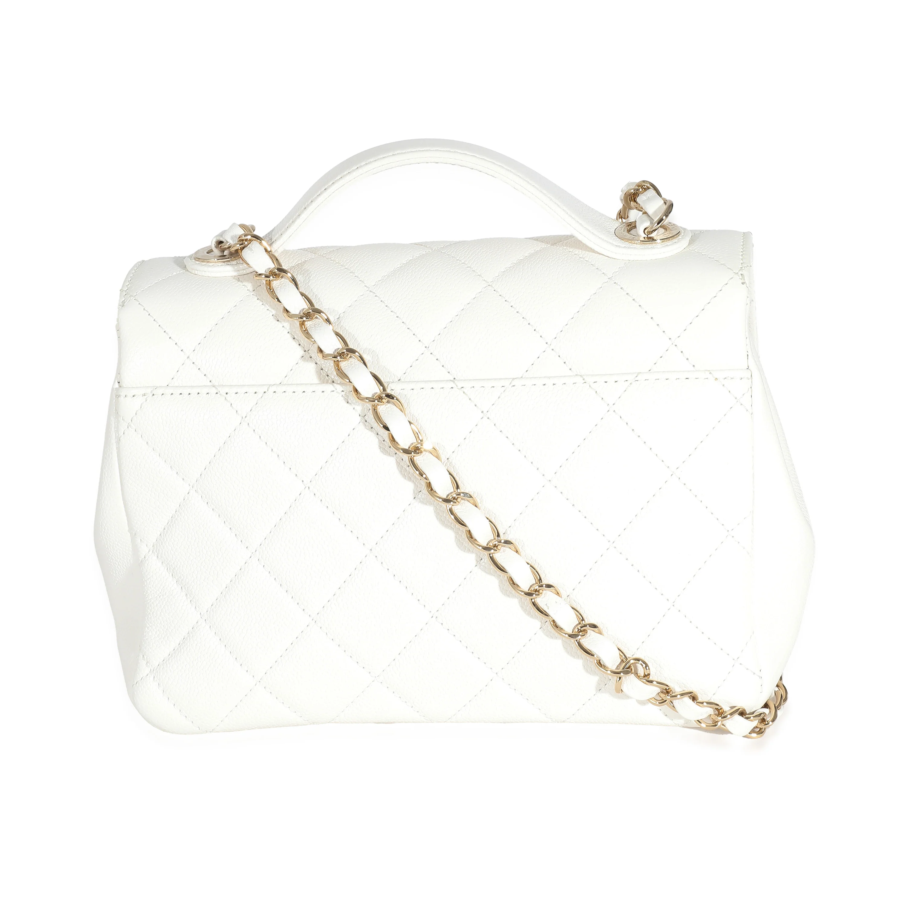 Chanel White Quilted Caviar Medium Business Affinity Flap Bag - Image 4