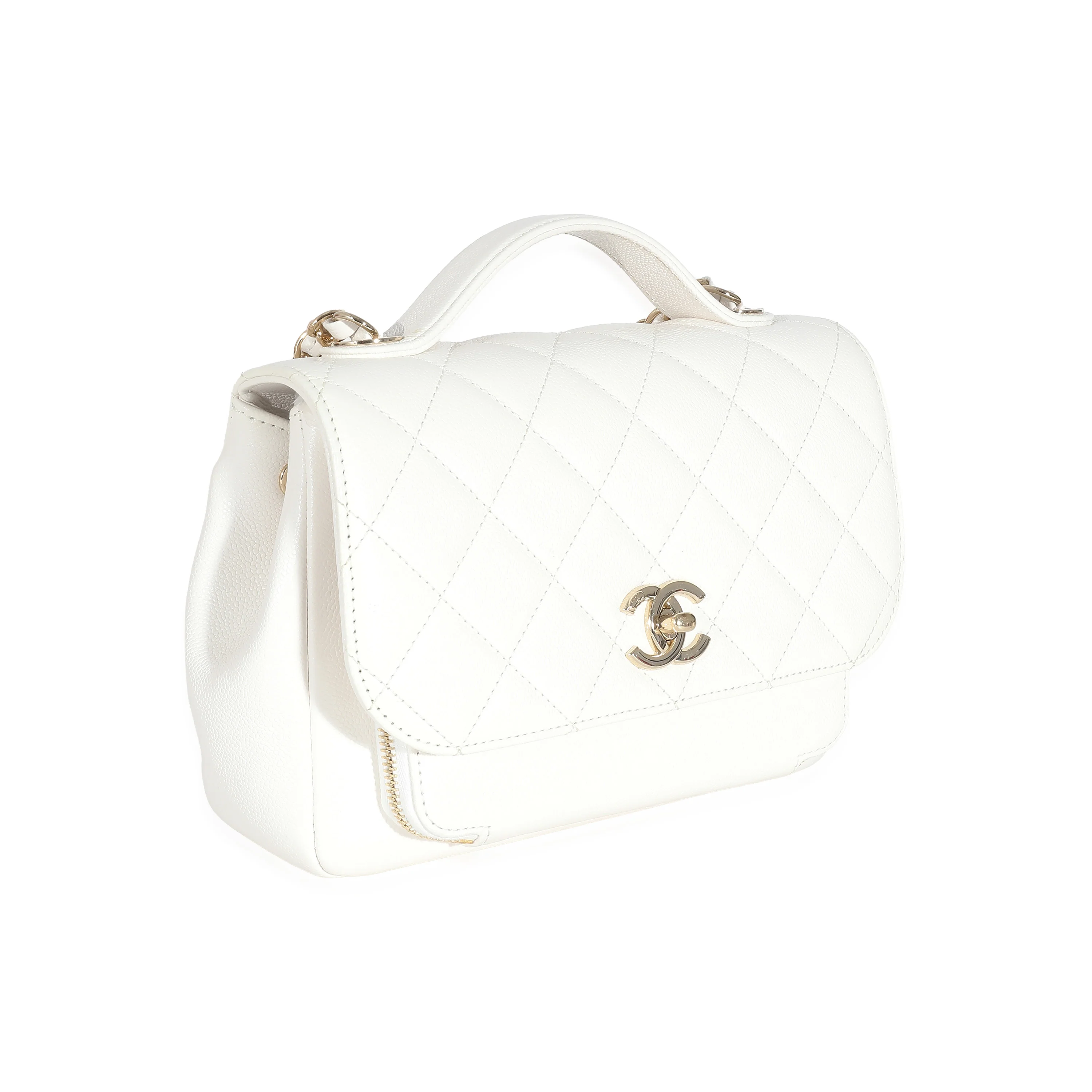 Chanel White Quilted Caviar Medium Business Affinity Flap Bag - Image 7