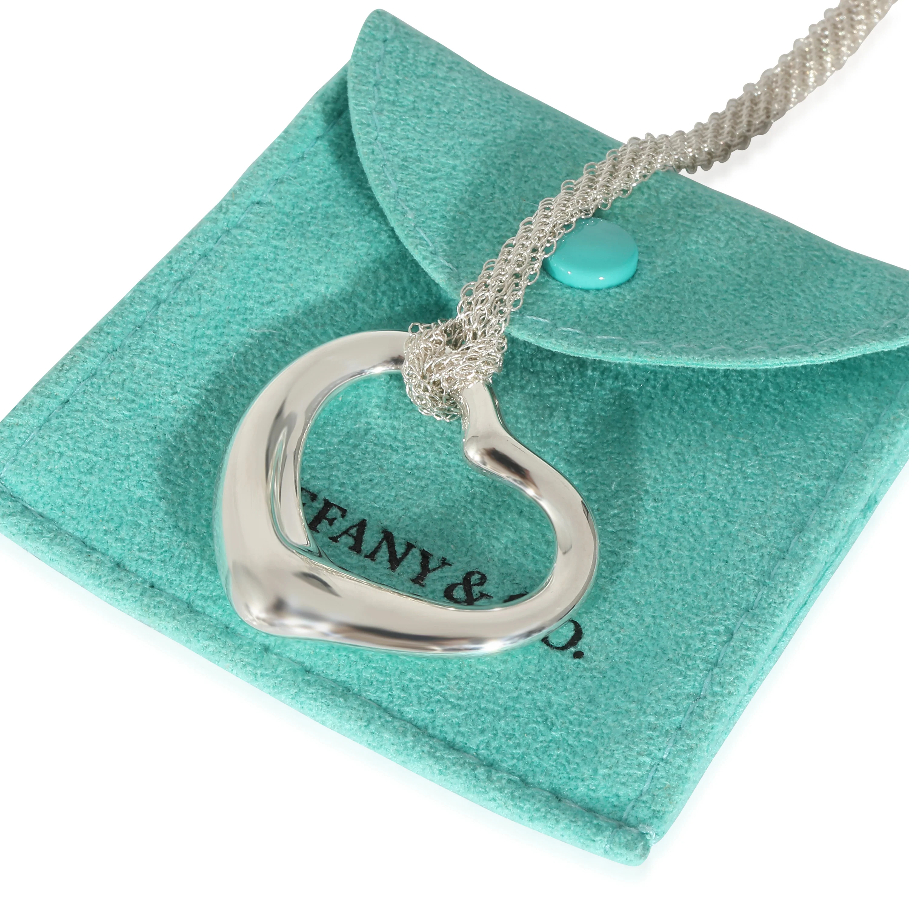 Elsa Peretti 36mm Open Heart Pendant On Mesh Chain Sterling Silver - Image 4