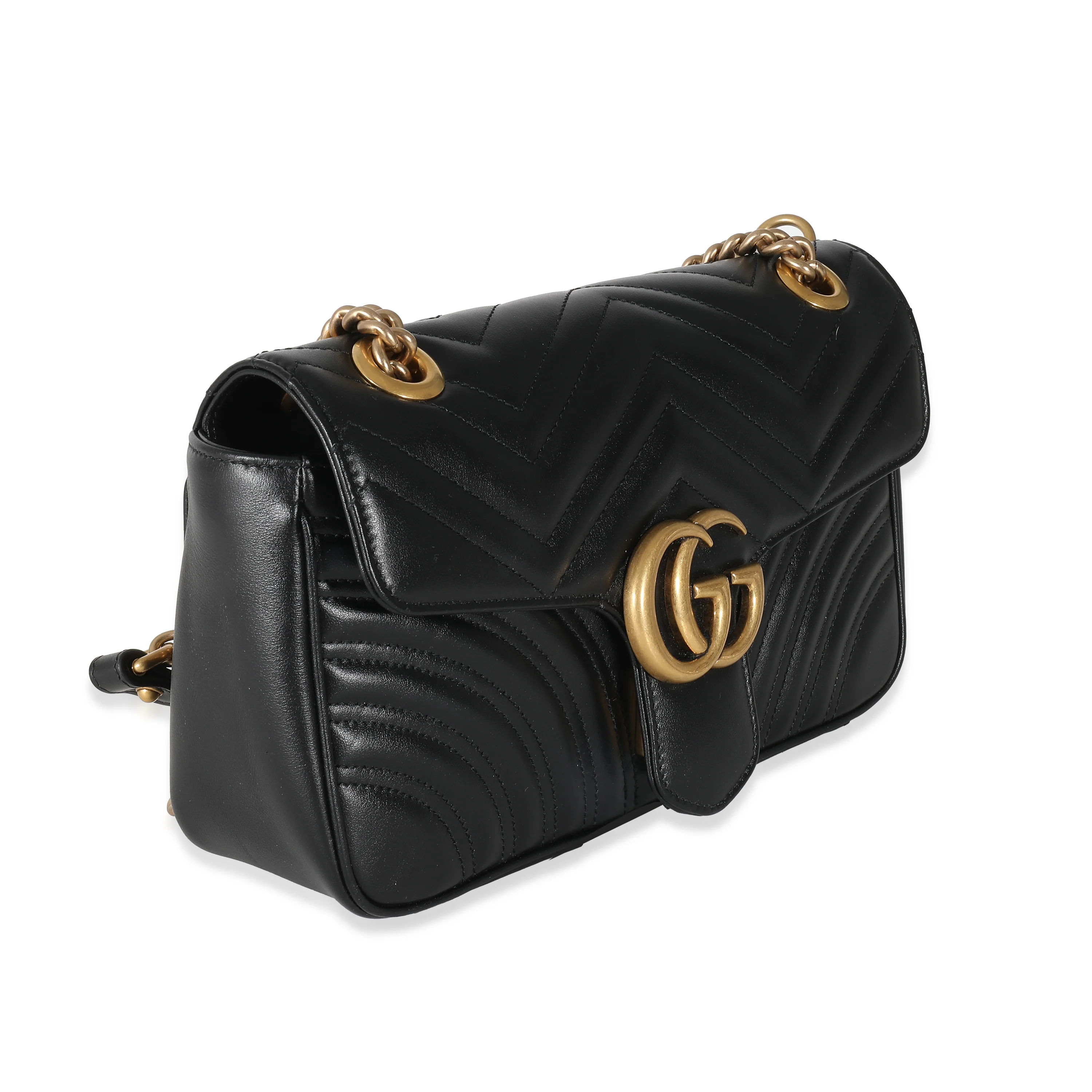 Gucci Black Matelassé Leather Medium GG Marmont Bag - Image 3