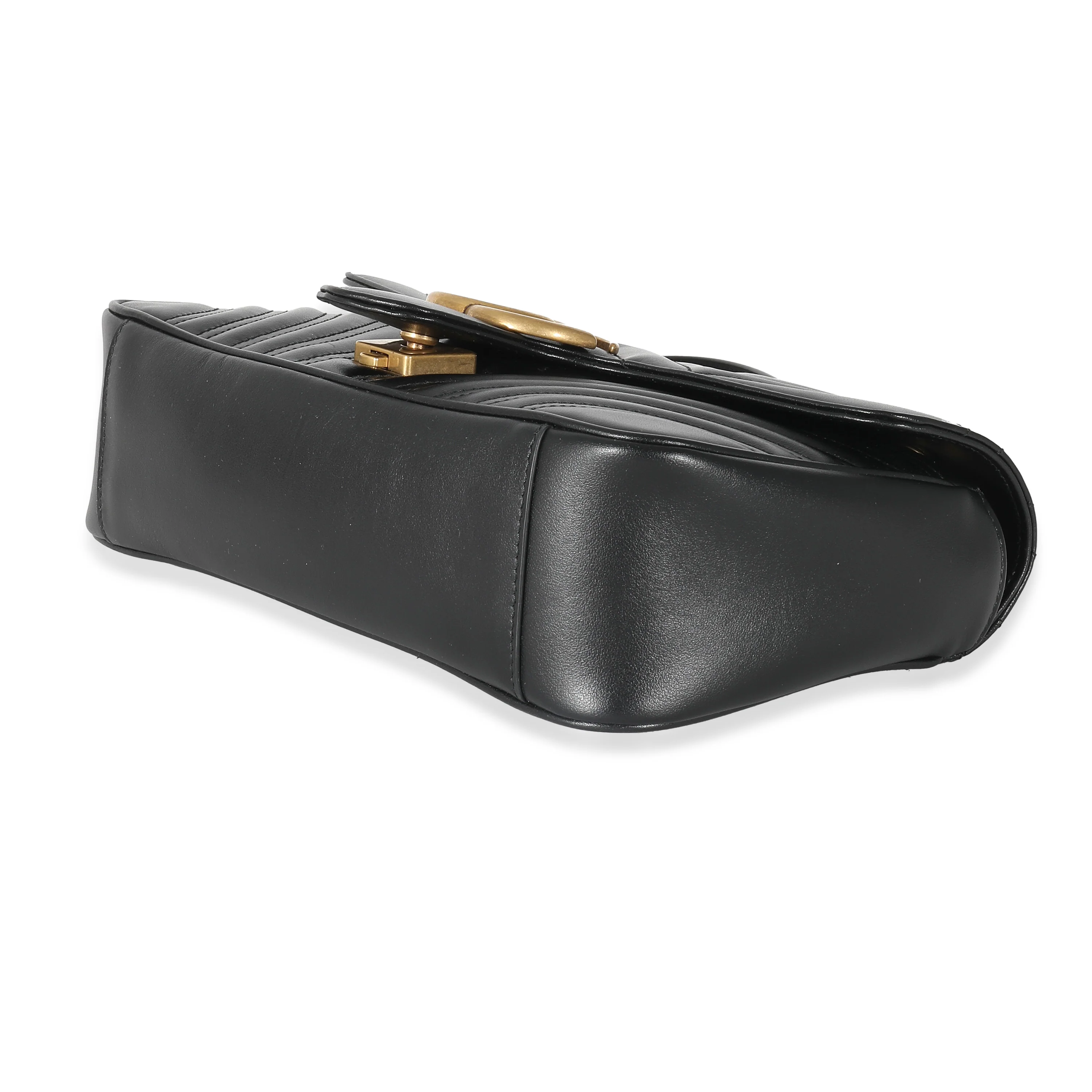 Gucci Black Matelassé Leather Medium GG Marmont Bag - Image 4
