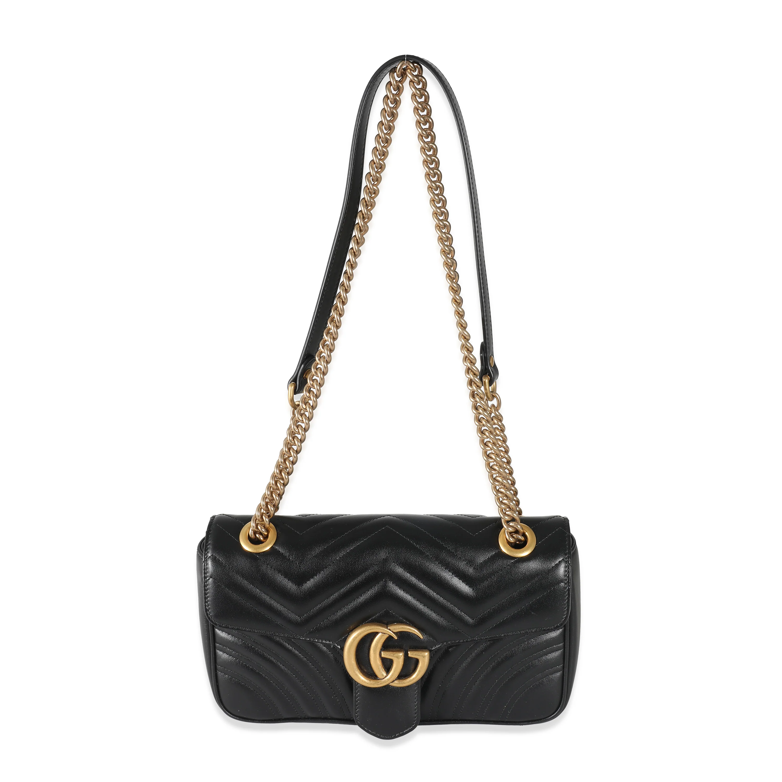 Gucci Black Matelassé Leather Medium GG Marmont Bag - Image 8