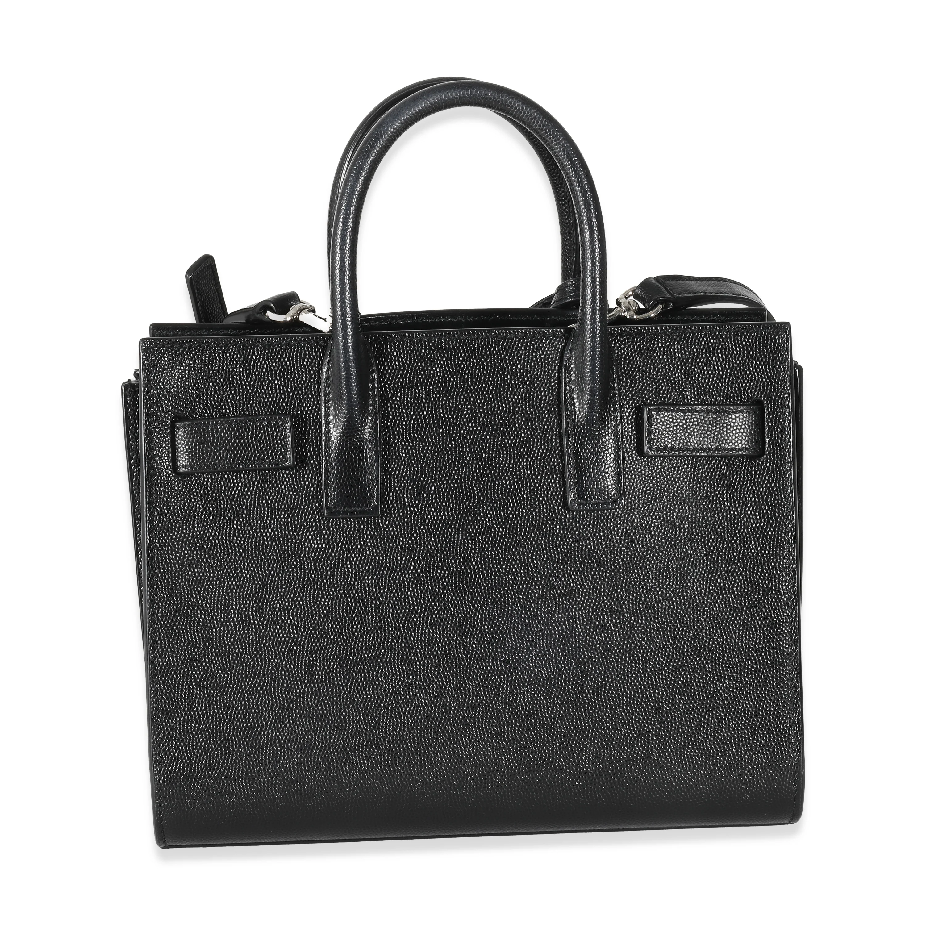Black Grained Leather Nano Sac De Jour - Image 5