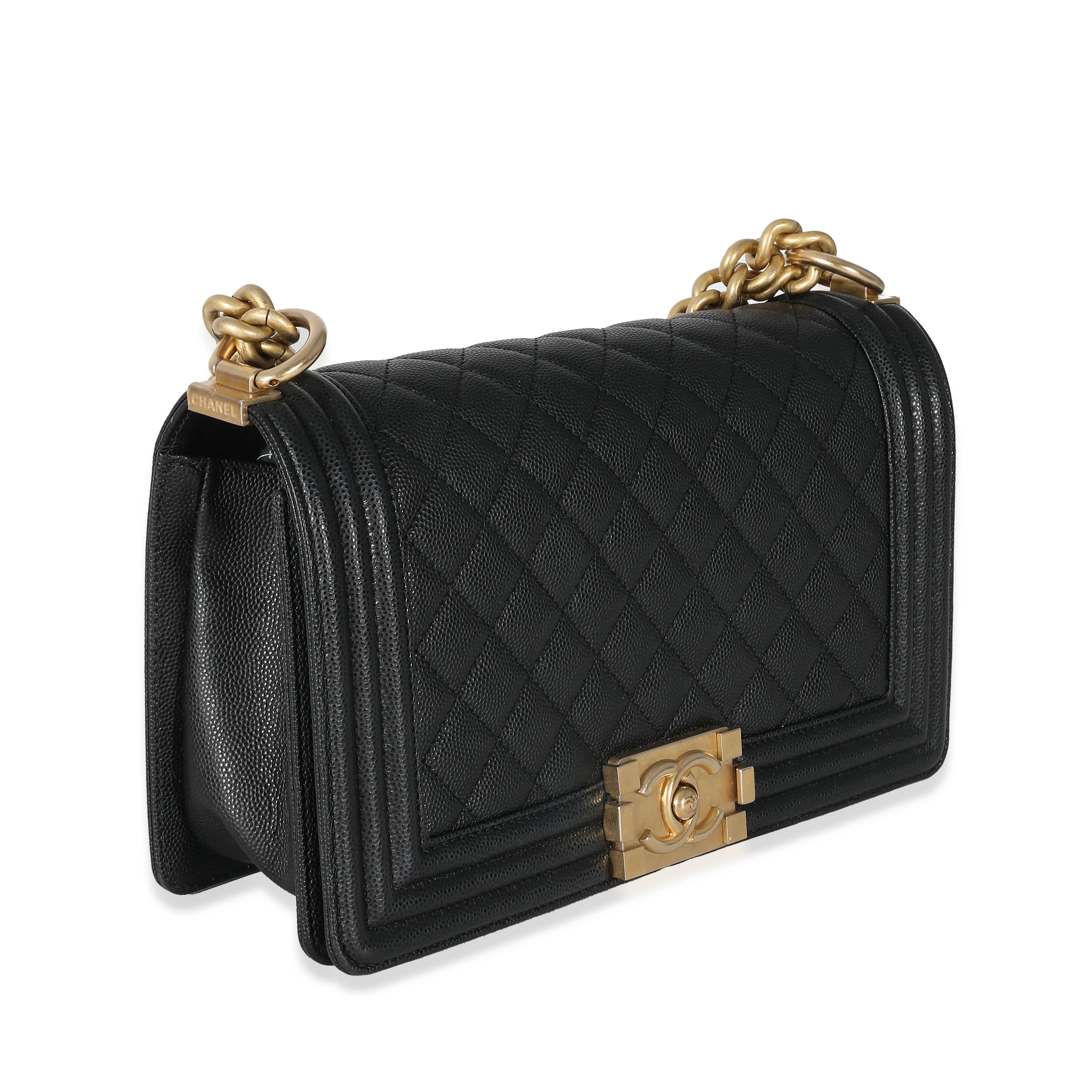 Chanel Black Quilted Caviar Medium Boy Bag - Image 3