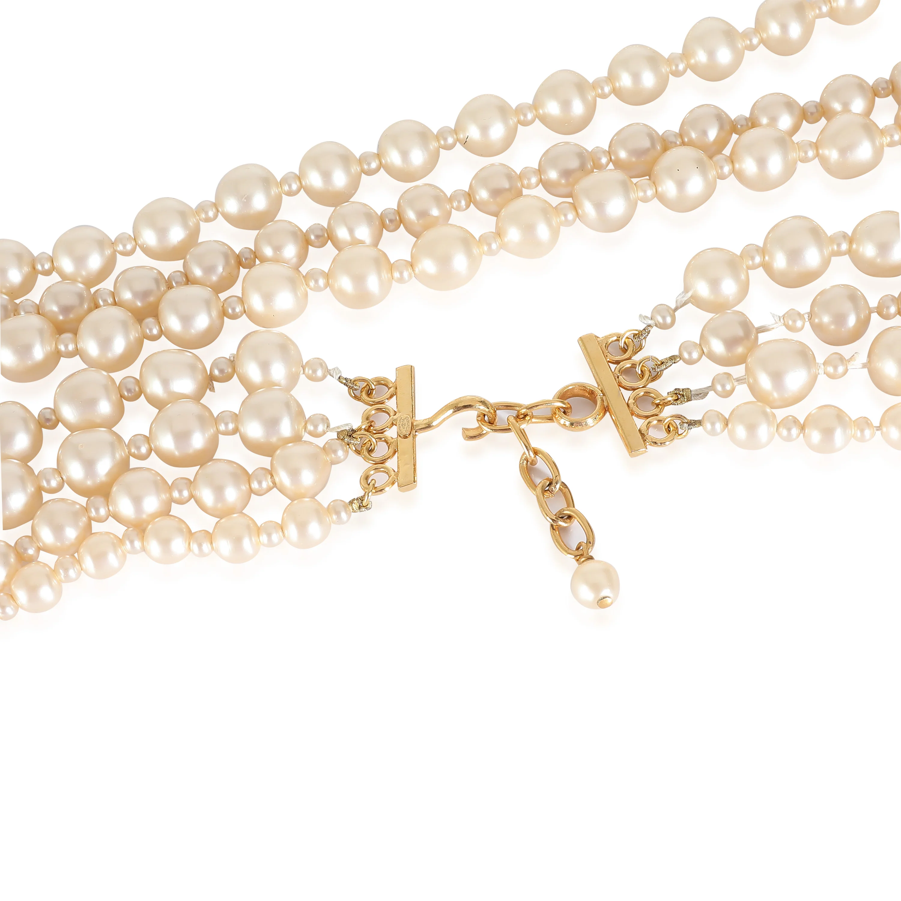 Gold Tone Vintage 4 Strand Faux Pearl Necklace 1995 - Image 3