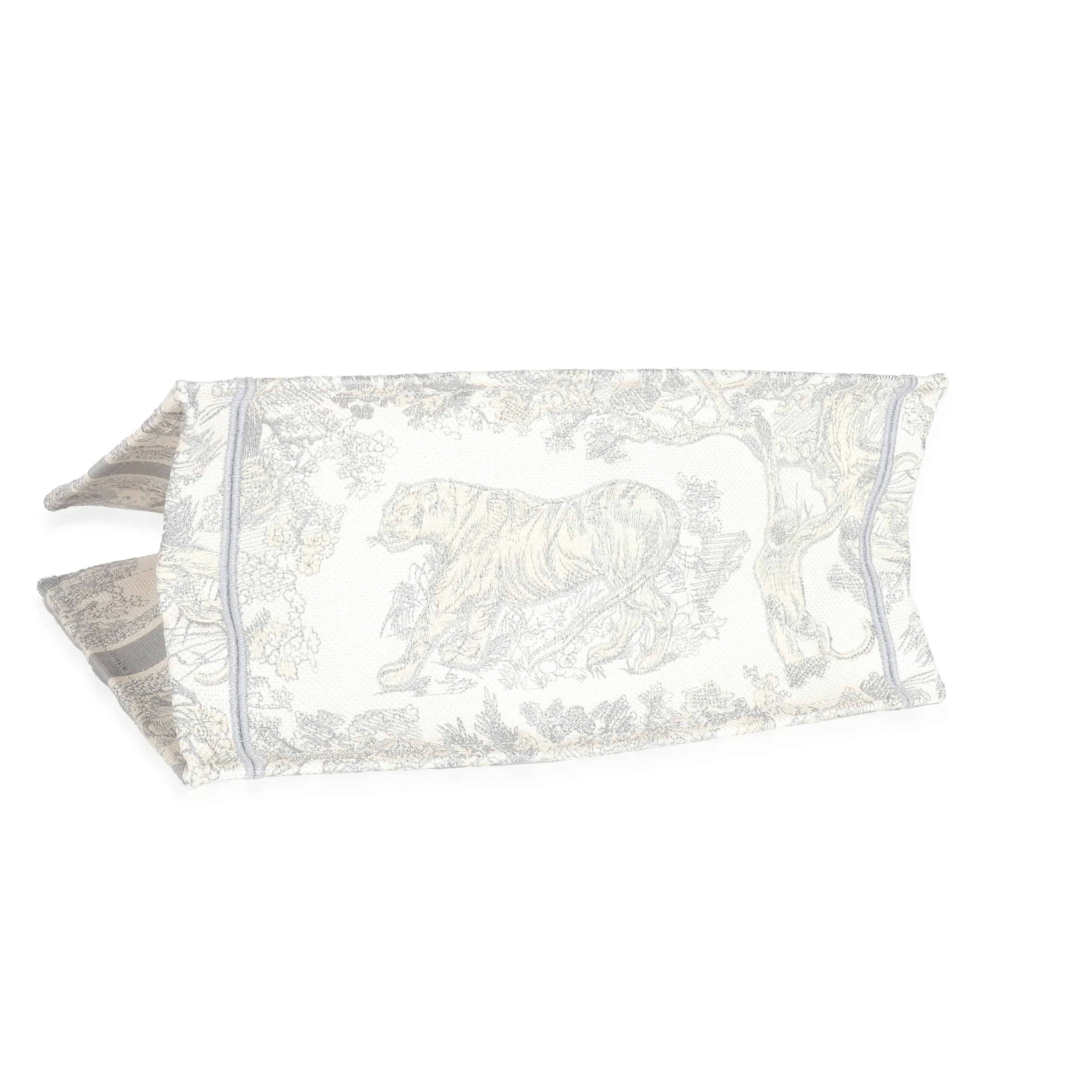 Christian Dior Ecru Gray Toile De Jouy Embroidery Medium Book Tote - Image 3