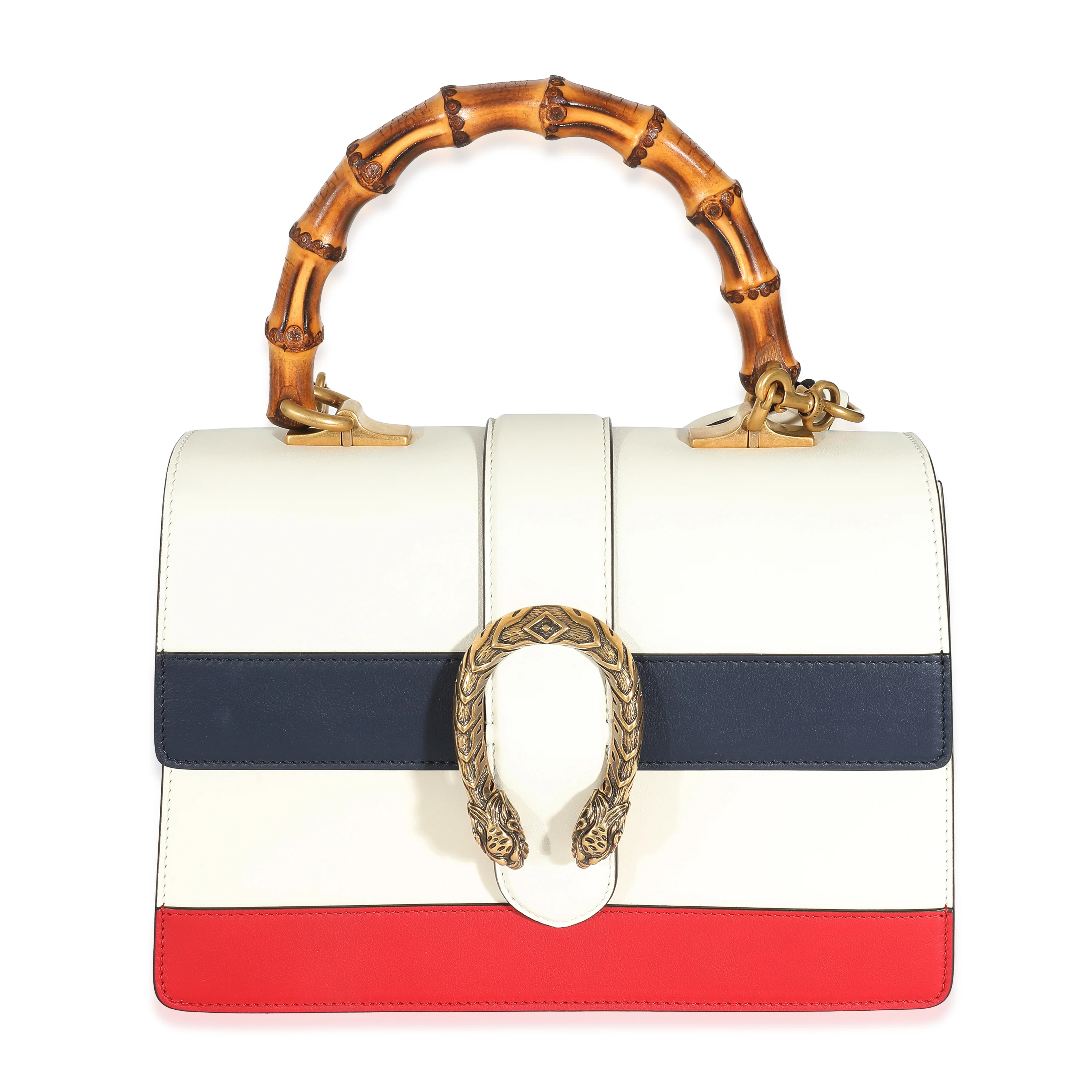 Gucci Red White Blue Calfskin Medium Dionysus Bamboo Top Handle