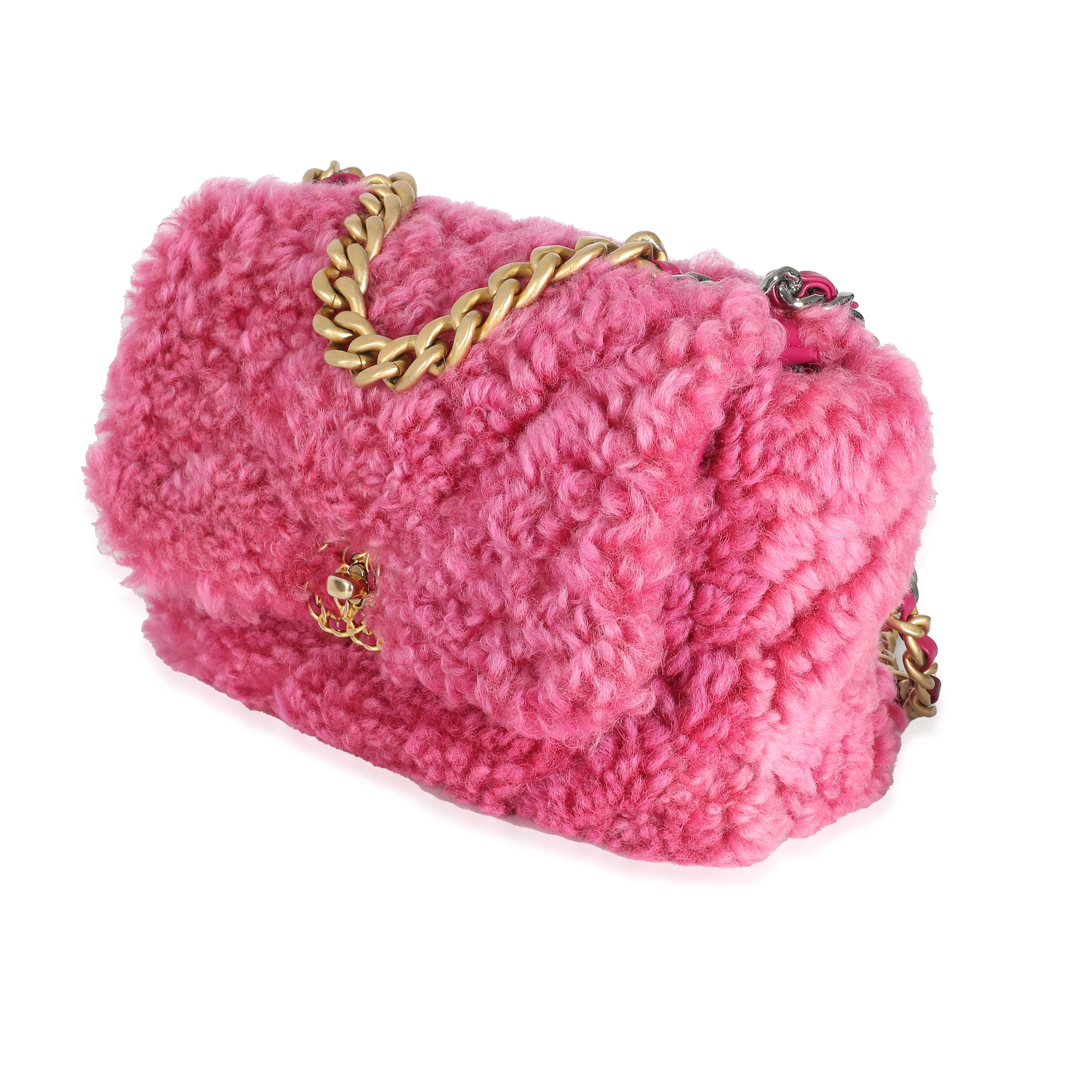 Chanel Pink Shearling Sheepskin Medium Chanel 19 Flap Bag - Image 2
