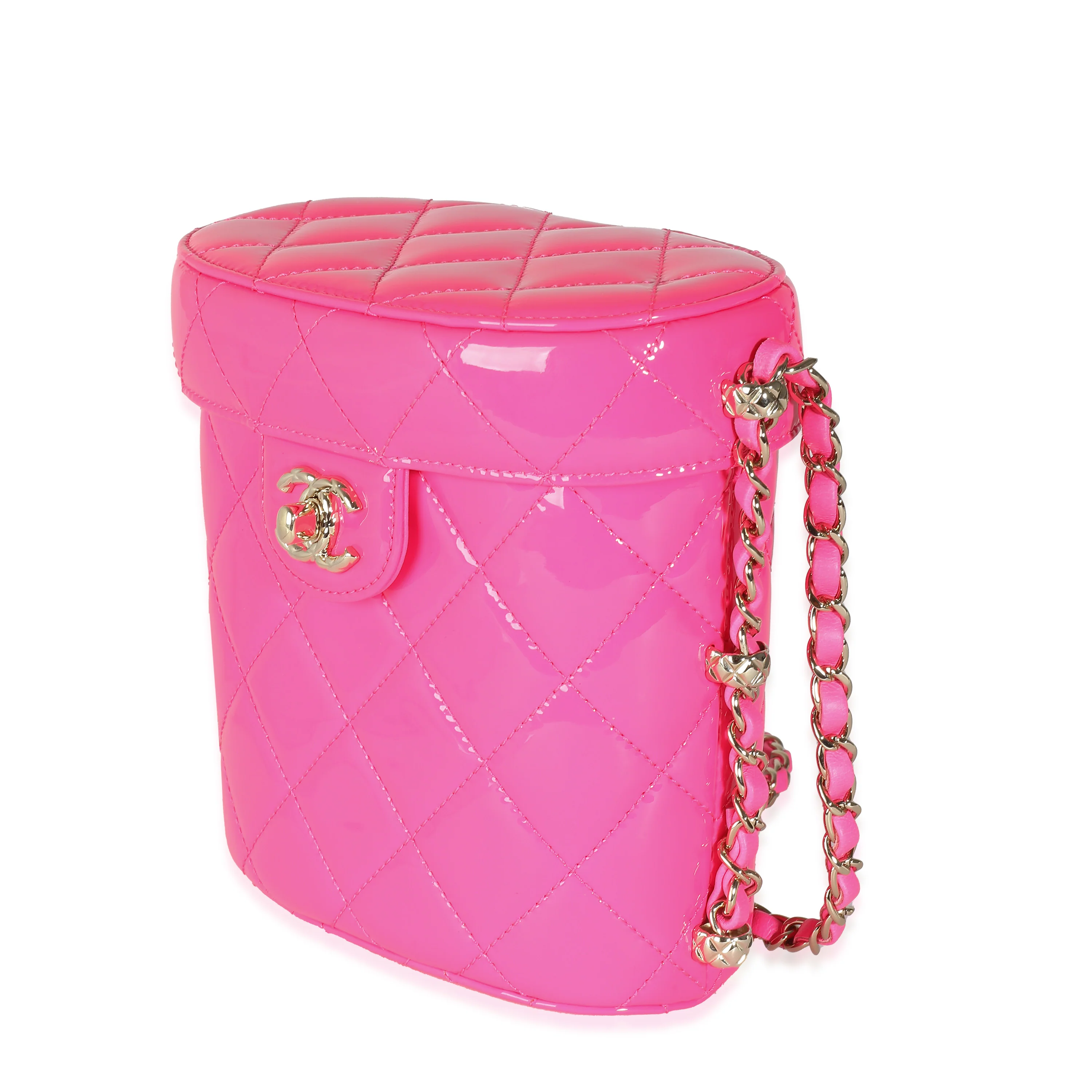 Chanel 23C Neon Pink Quilted Patent Vanity Case - Image 8