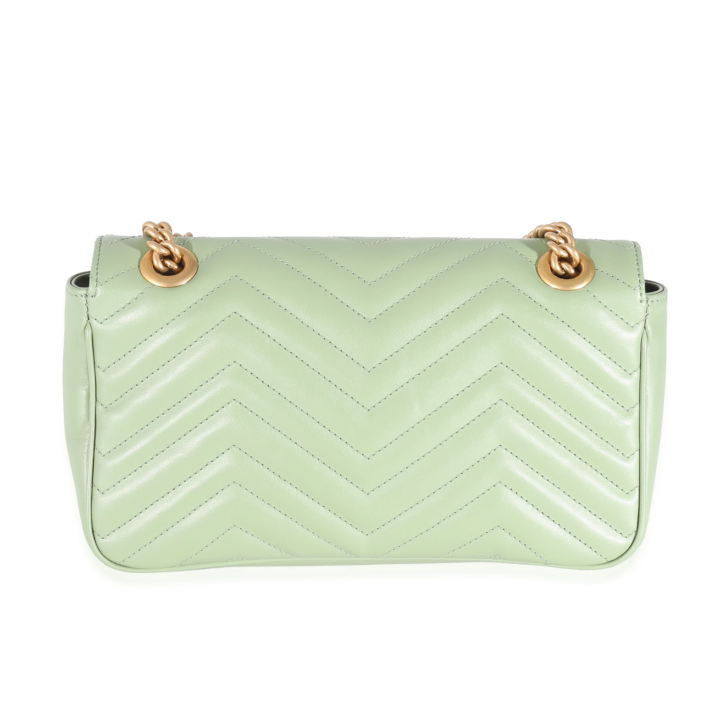 Gucci Sage Green Matelasse Leather Small GG Marmont Flap Bag - Image 5