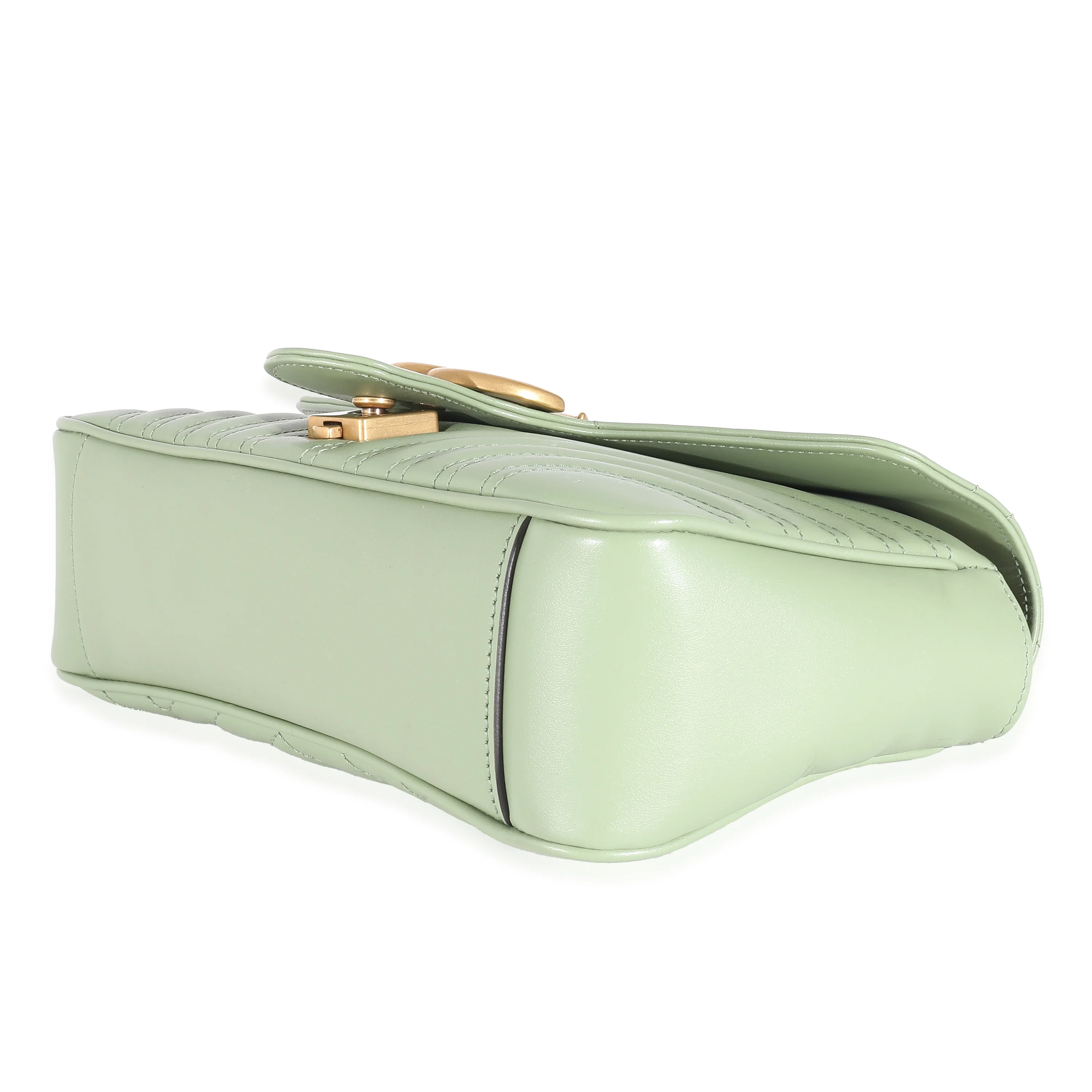 Gucci Sage Green Matelasse Leather Small GG Marmont Flap Bag - Image 6