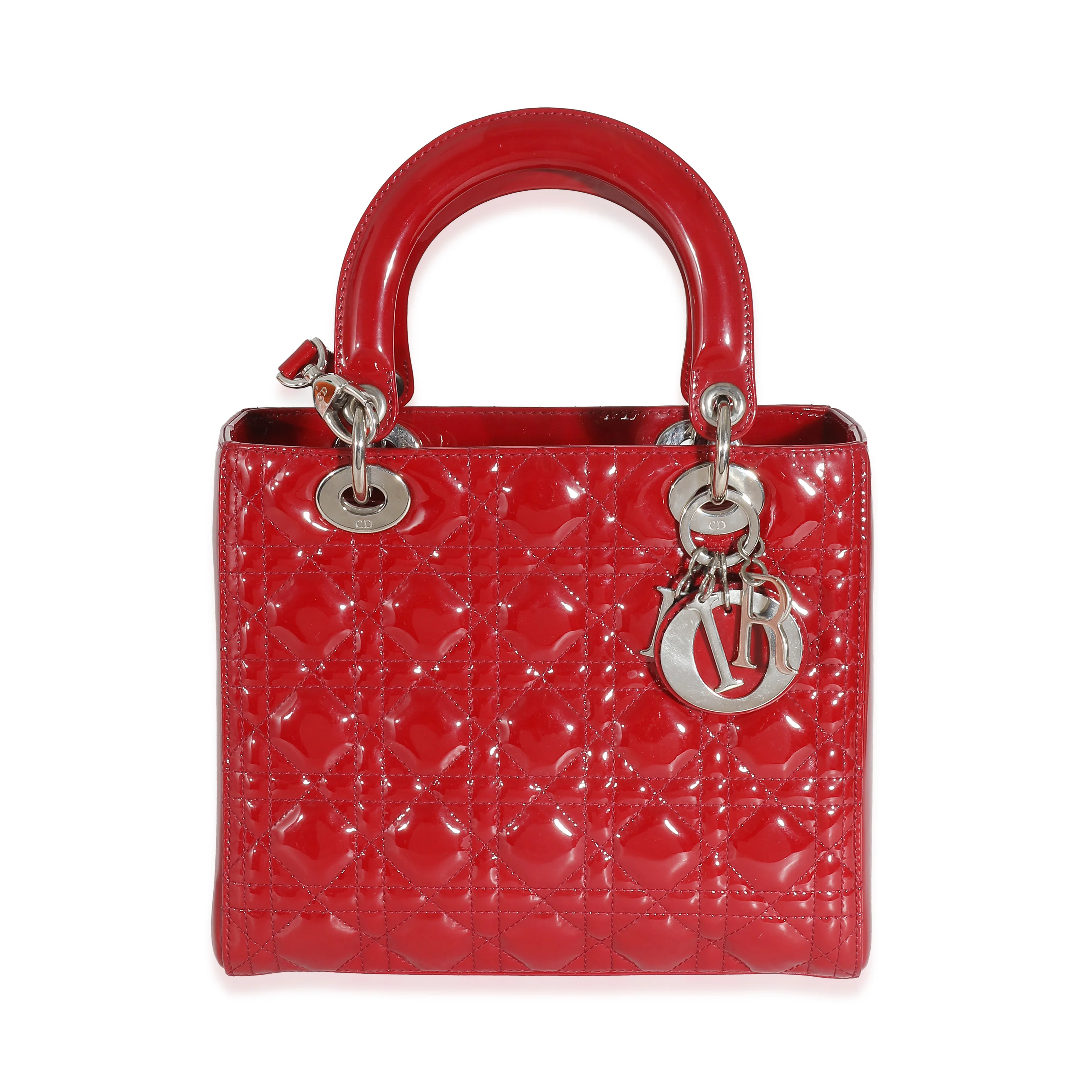 Christian Dior Red Patent Cannage Medium Lady Dior