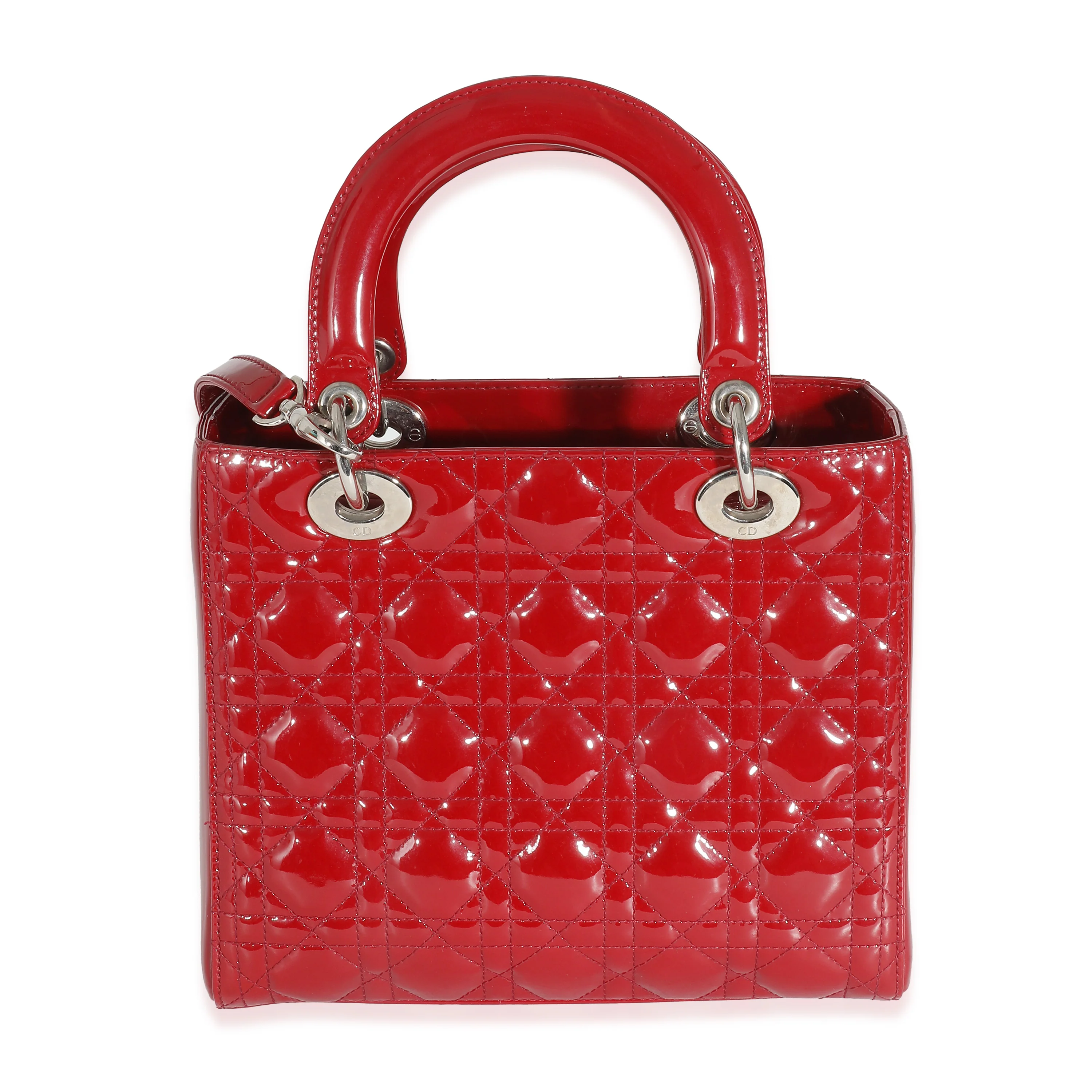 Christian Dior Red Patent Cannage Medium Lady Dior - Image 5
