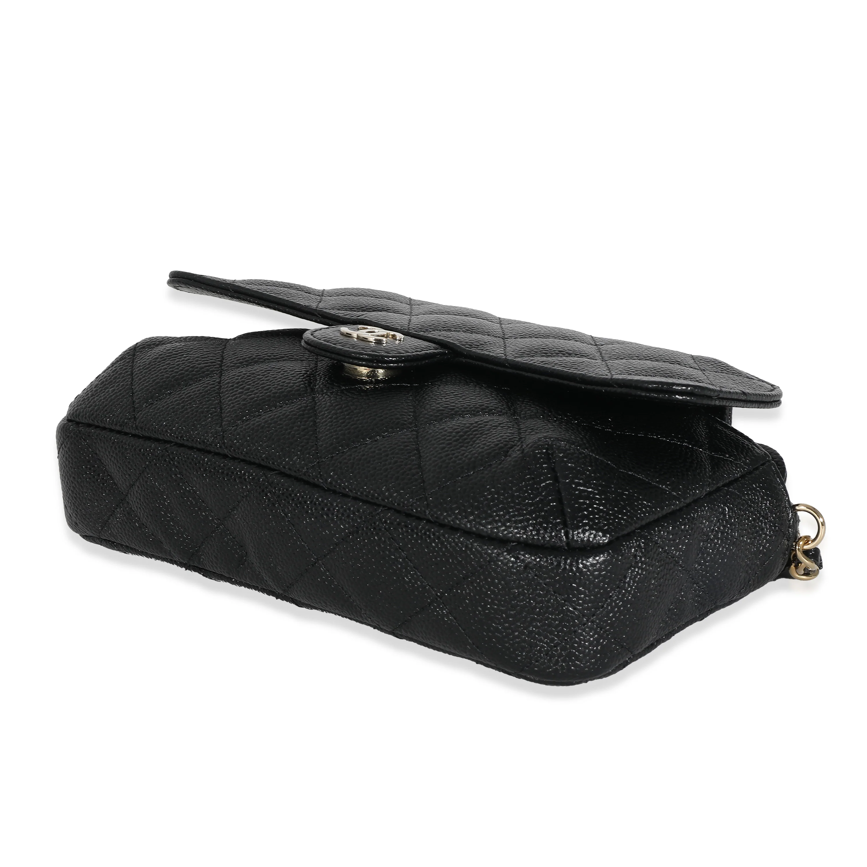 Chanel 22K Black Quilted Caviar Multicolor Nylon Foldable Tote - Image 6