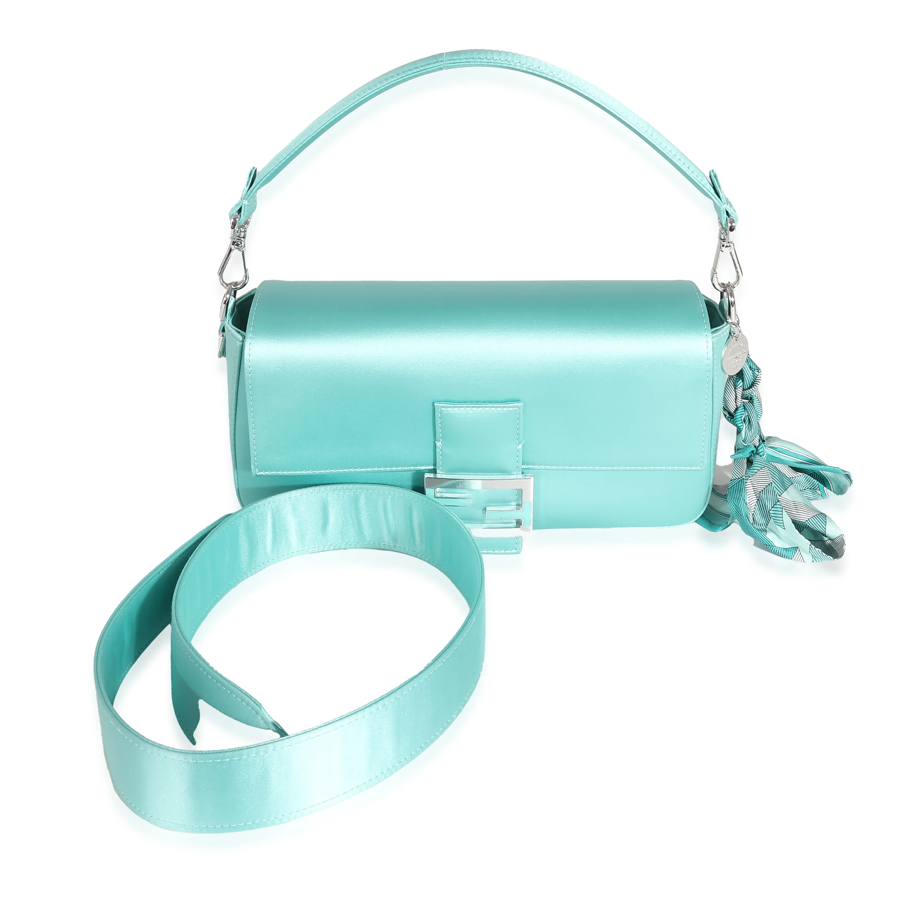 Fendi x Tiffany & Co Blue Silk Medium Baguette - Image 8