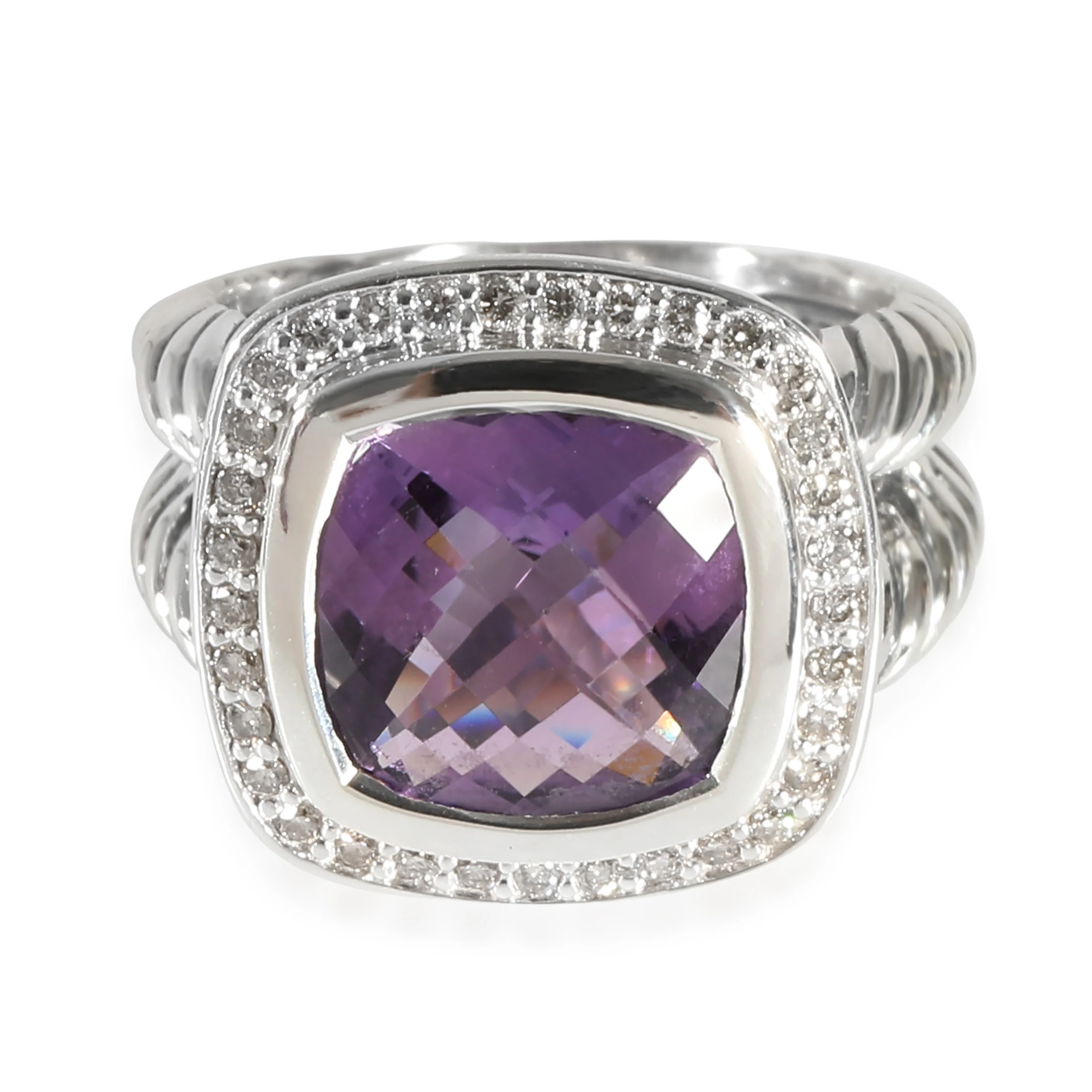 David Yurman Albion Amethyst & Diamond Ring in Sterling Silver 0.25 CTW