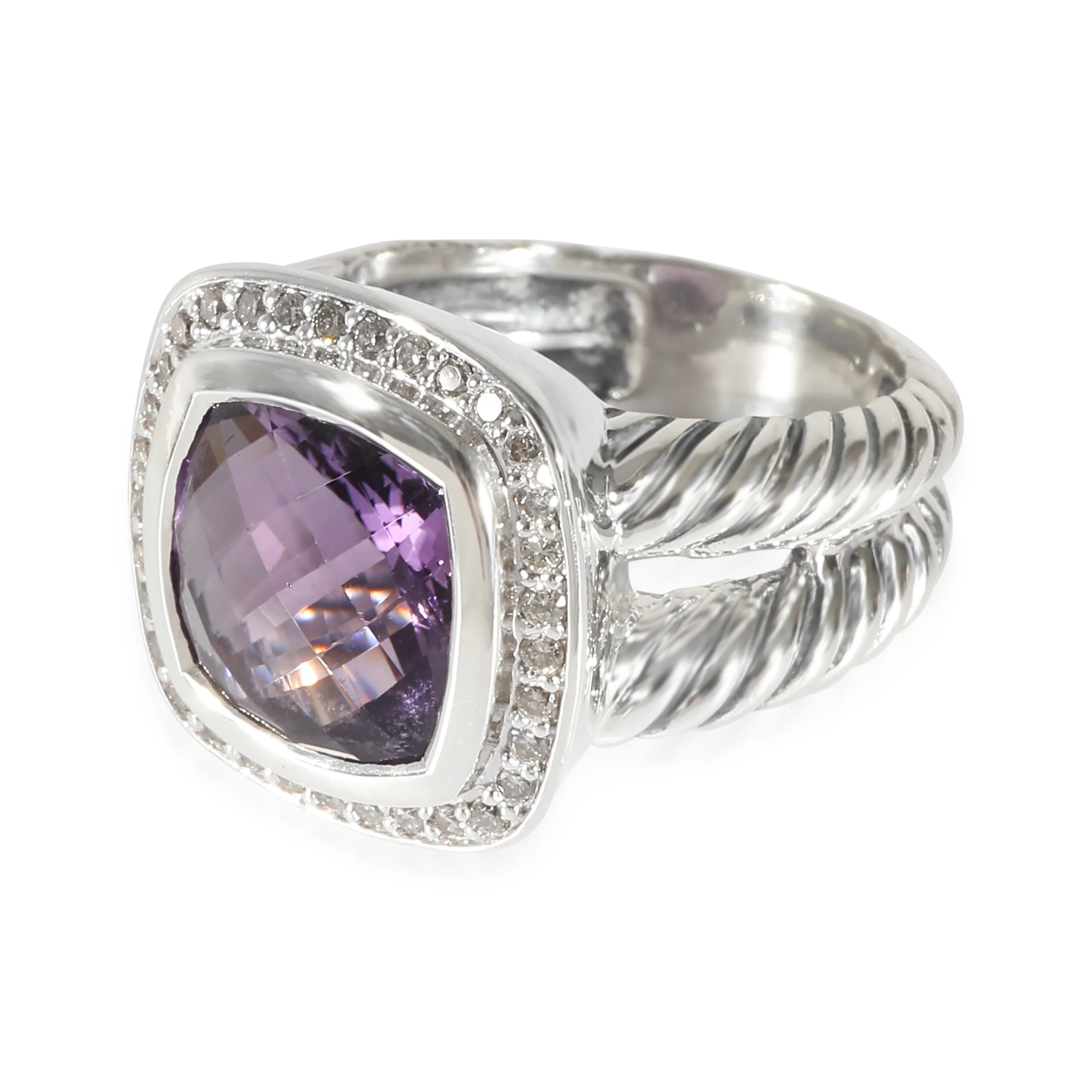 David Yurman Albion Amethyst & Diamond Ring in Sterling Silver 0.25 CTW - Image 2