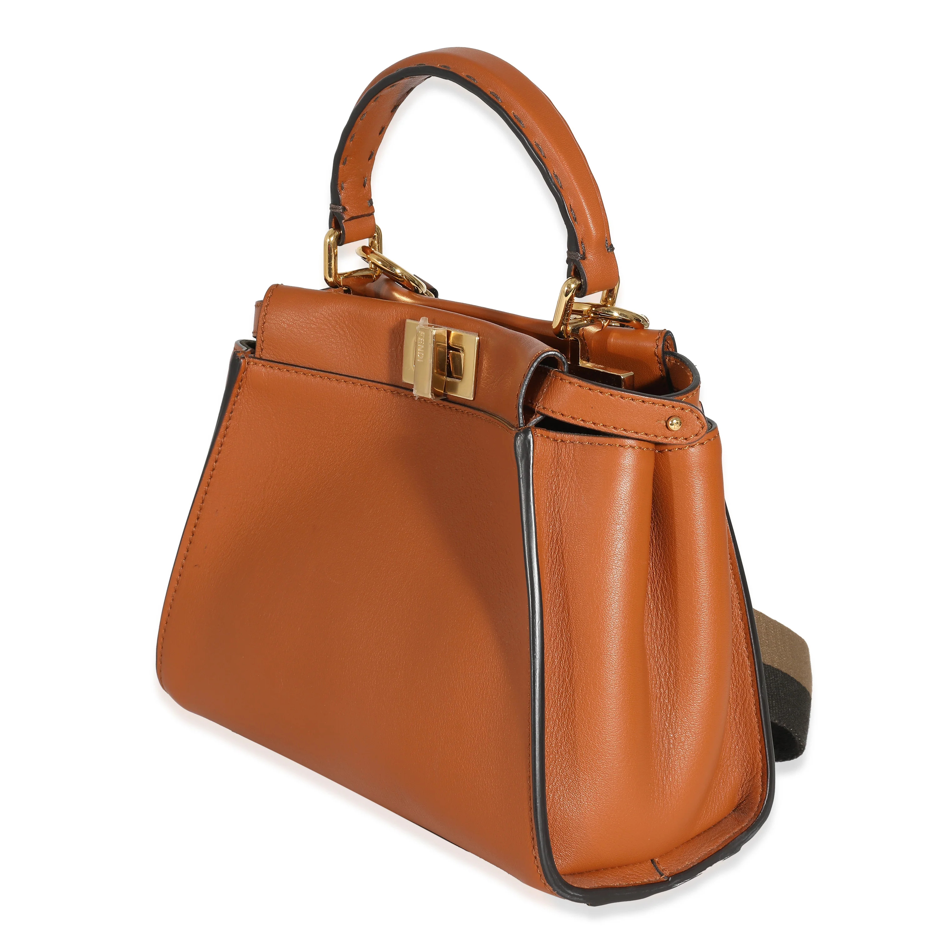 Brown Vitello Canvas FF Mini Peekaboo Iconic Satchel - Image 2