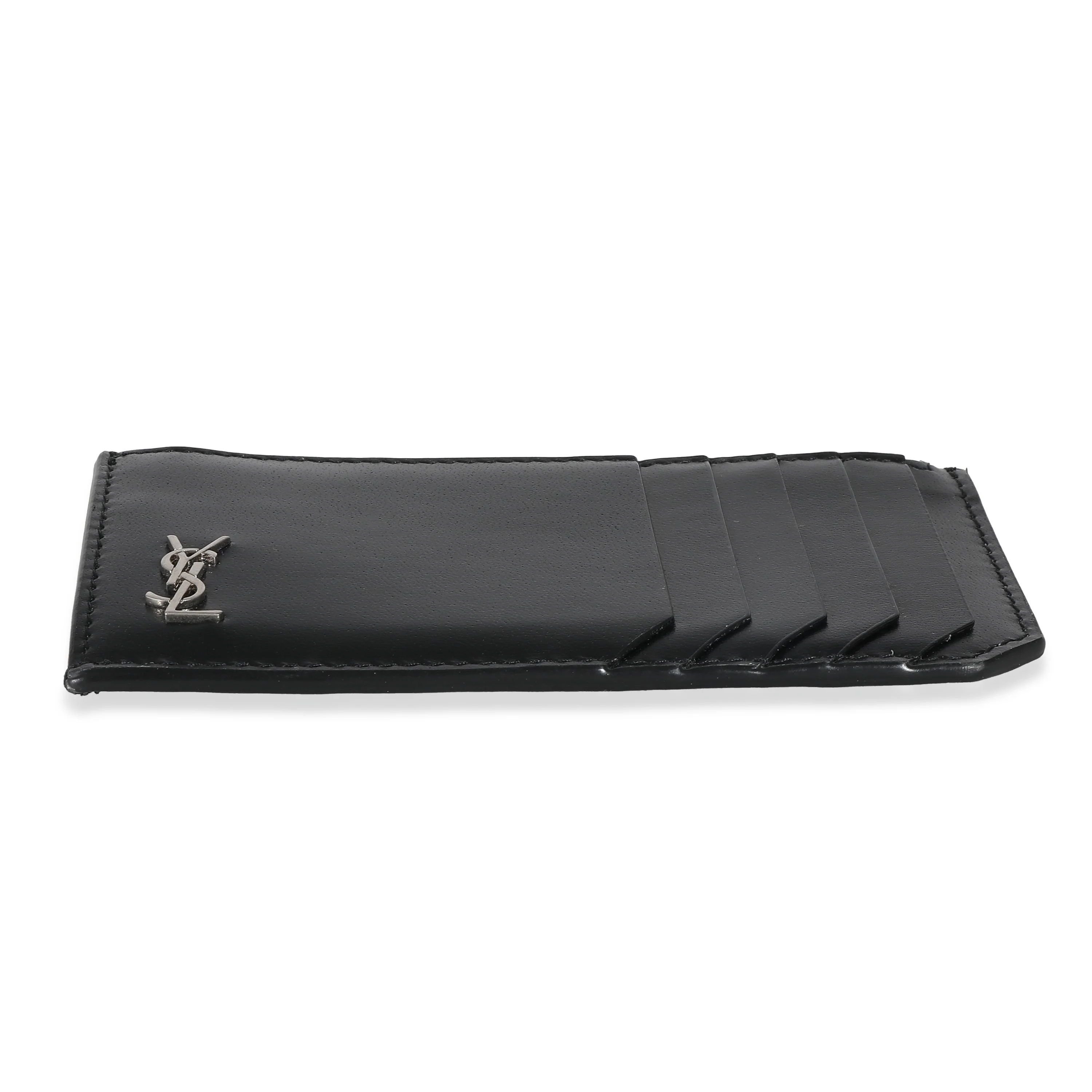 Saint Laurent Black Leather Tiny Cassandre Zipped Fragments Card Case - Image 5