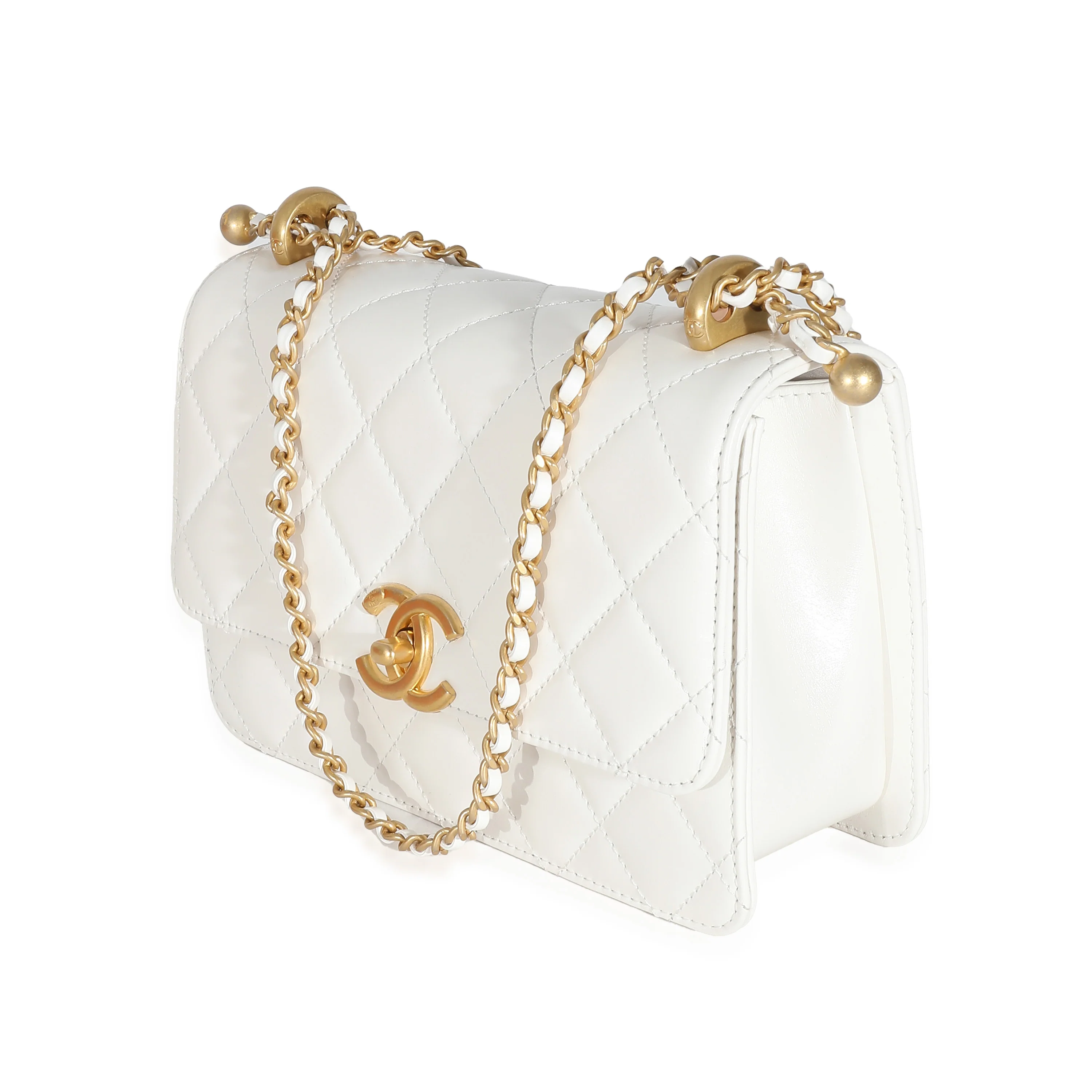 24C White Quilted Calfskin Mini Perfect Fit Flap Bag - Image 2