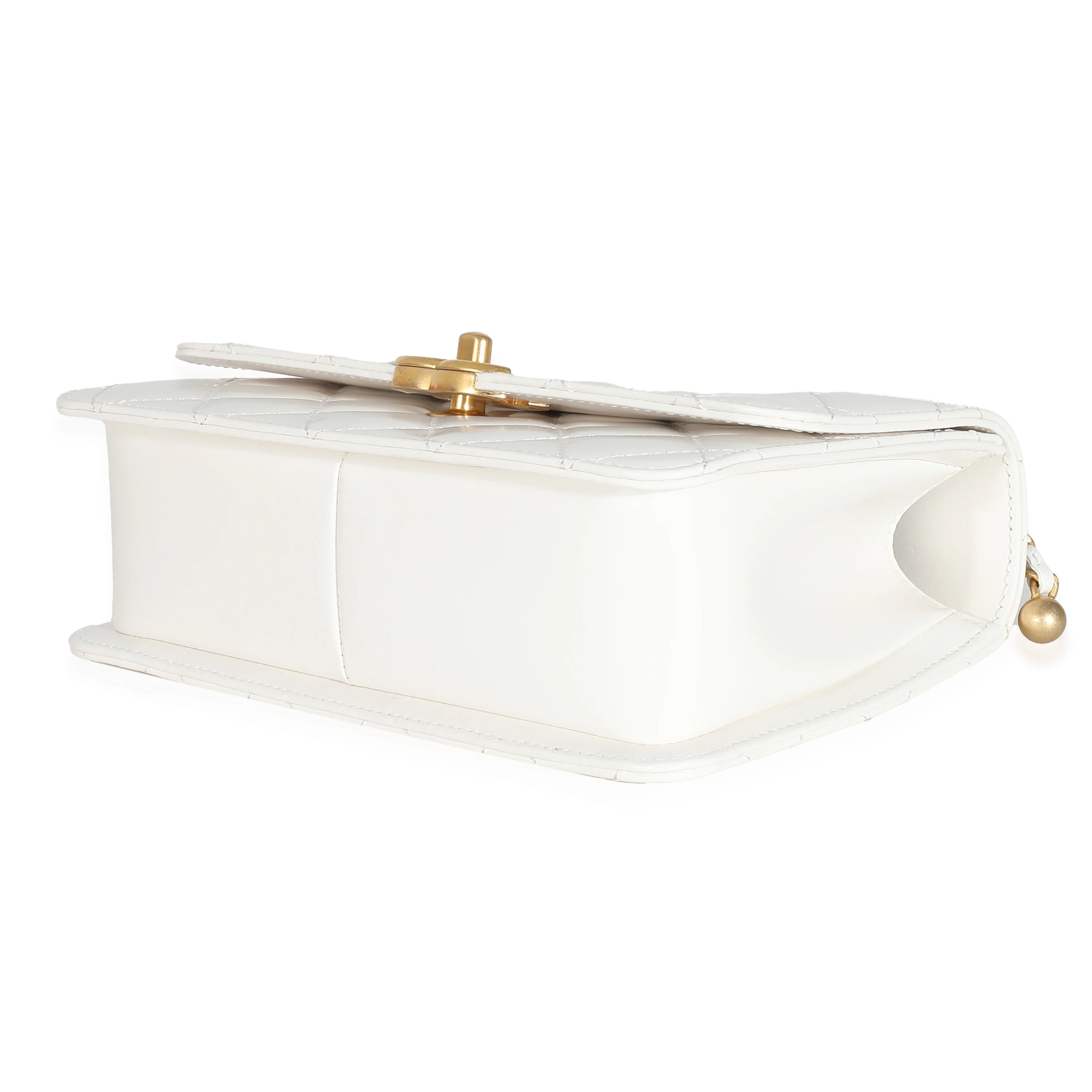 24C White Quilted Calfskin Mini Perfect Fit Flap Bag - Image 6