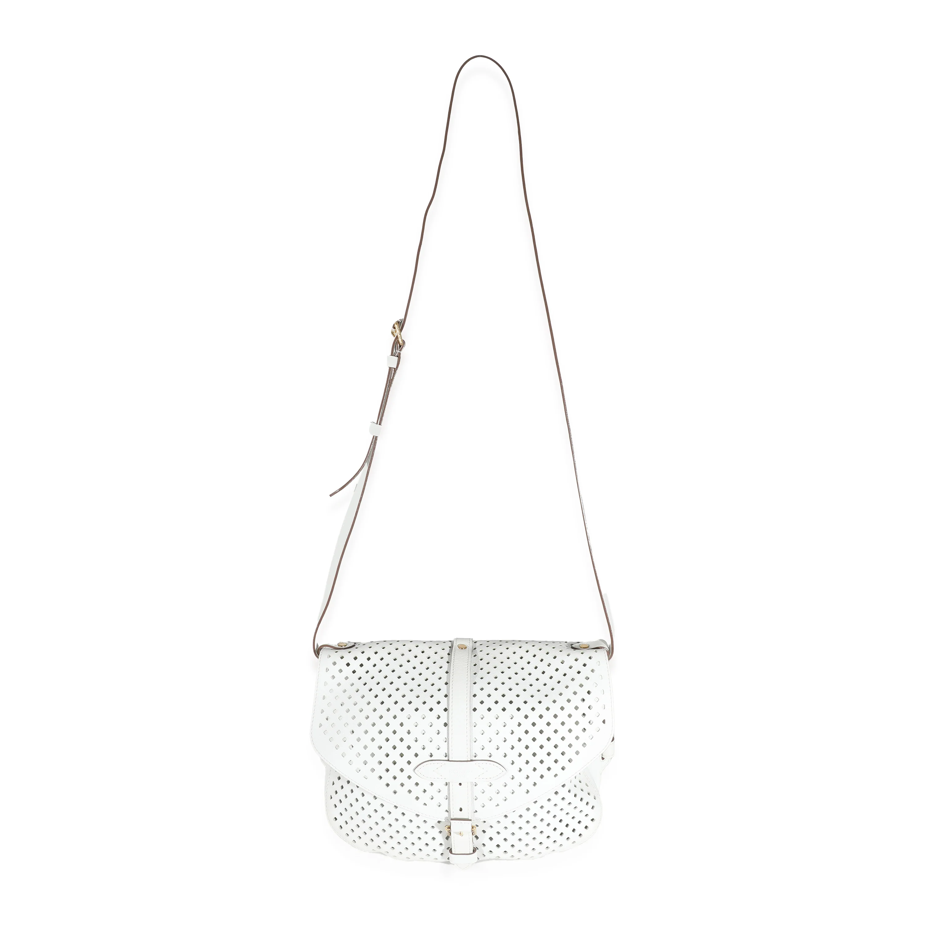 White Perforated Leather Sofia Coppola Flore Saumur - Image 8
